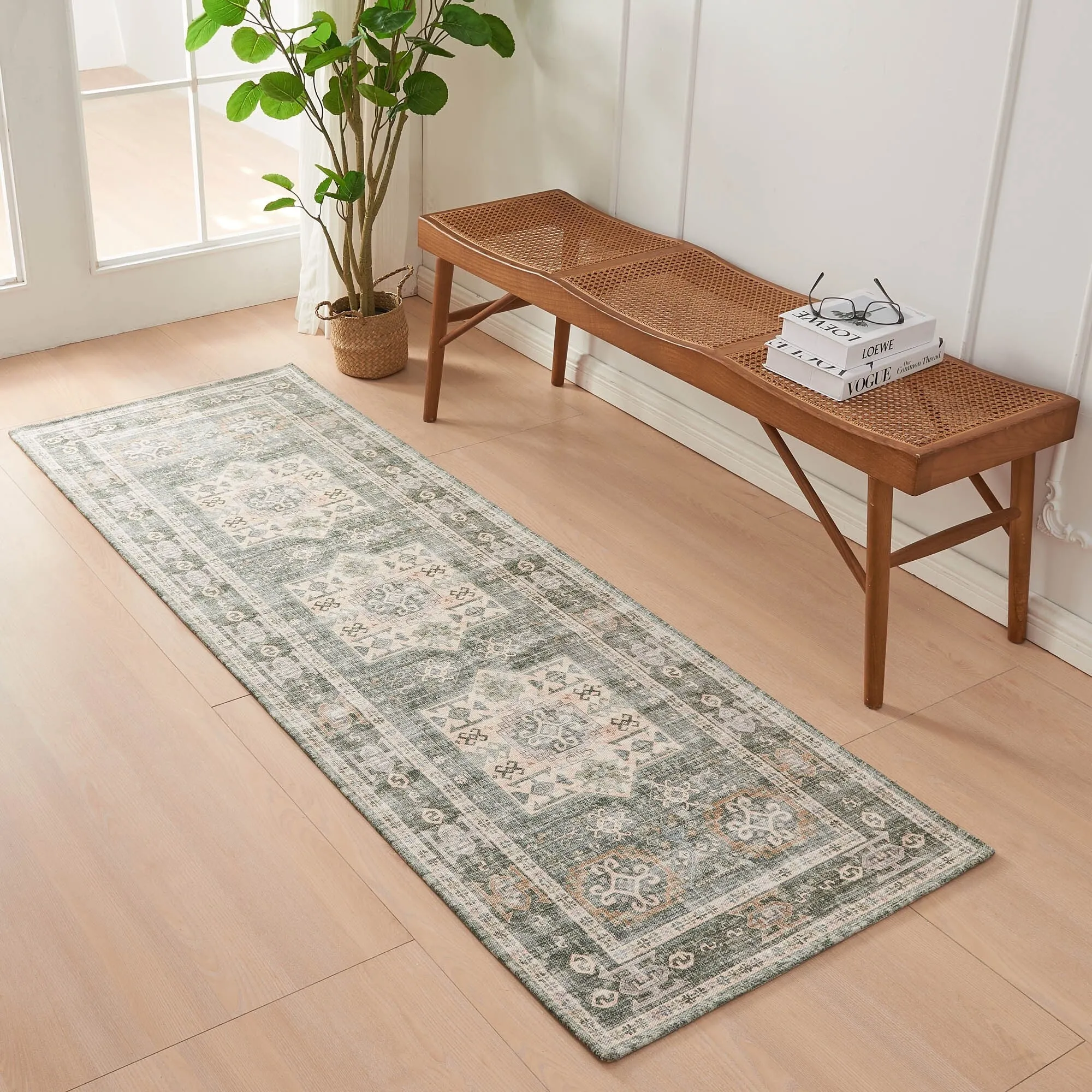 Linery & Co. Machine Washable Slip Resistant Vintage Patterned Accent Rugs