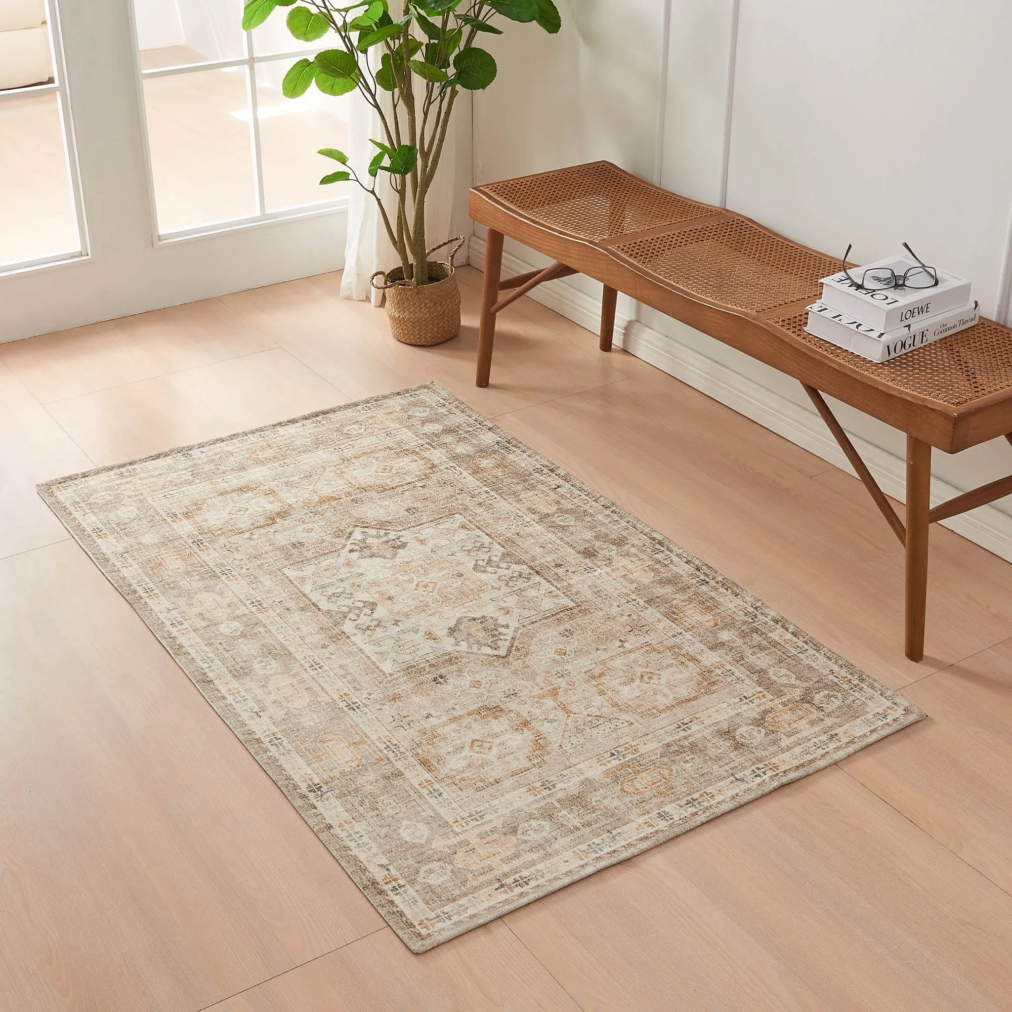 Linery & Co. Machine Washable Slip Resistant Vintage Patterned Accent Rugs