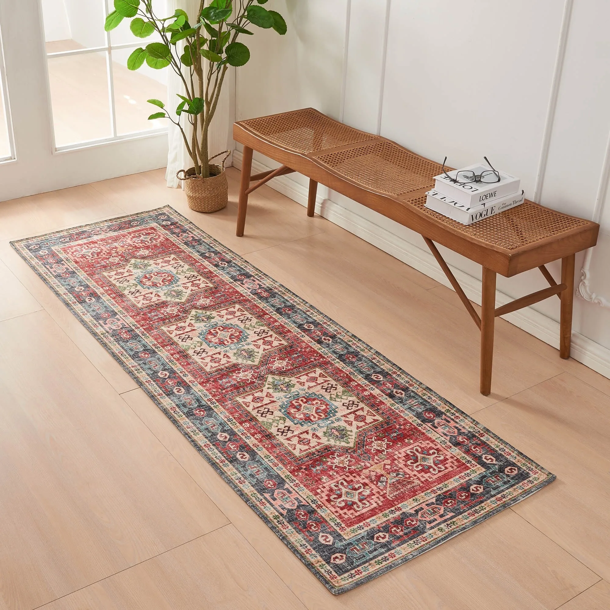 Linery & Co. Machine Washable Slip Resistant Vintage Patterned Accent Rugs