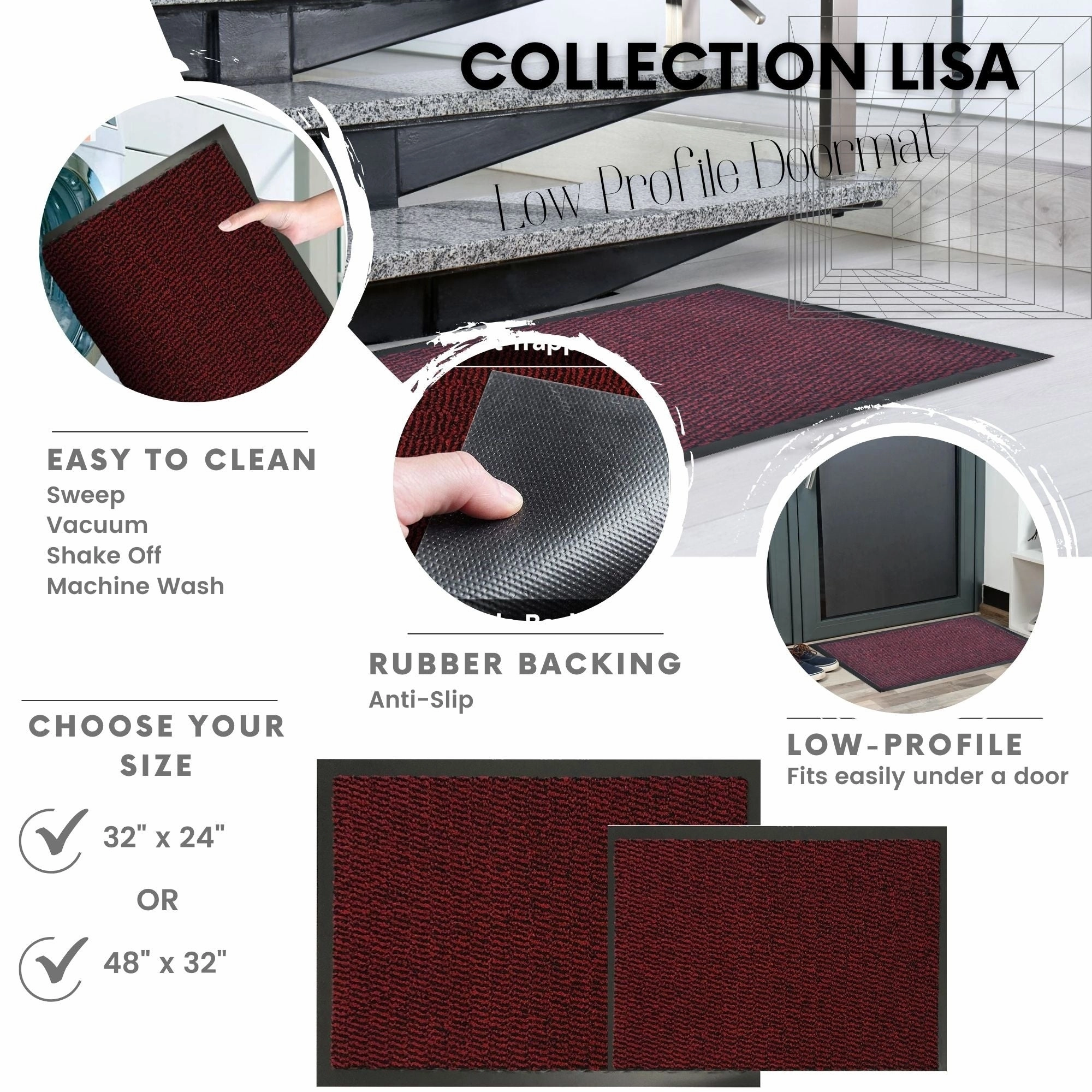 Lisa Heavy-Duty Non-Slip Rubber Door Mat for High Traffic Areas
