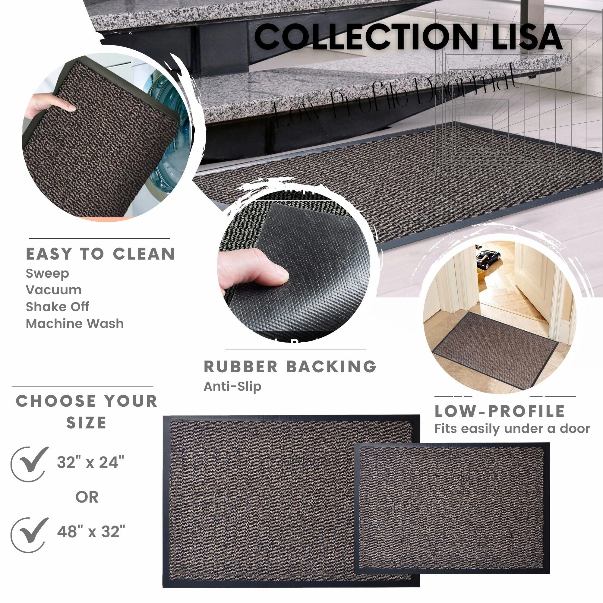 Lisa Heavy-Duty Non-Slip Rubber Door Mat for High Traffic Areas