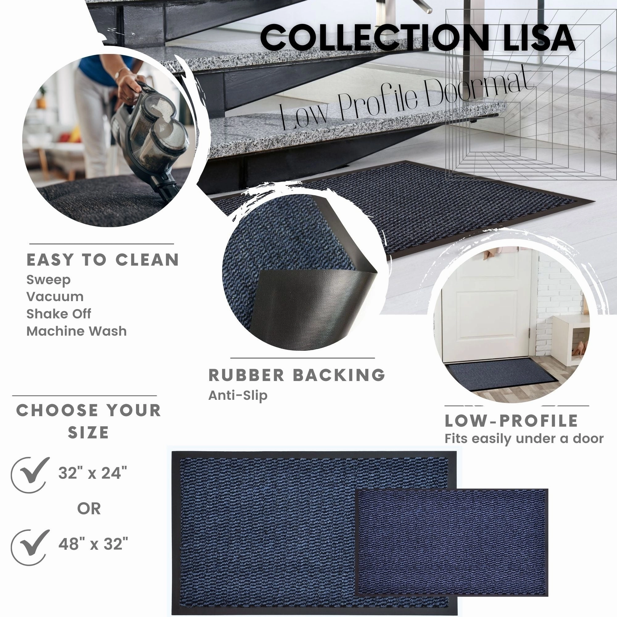 Lisa Heavy-Duty Non-Slip Rubber Door Mat for High Traffic Areas