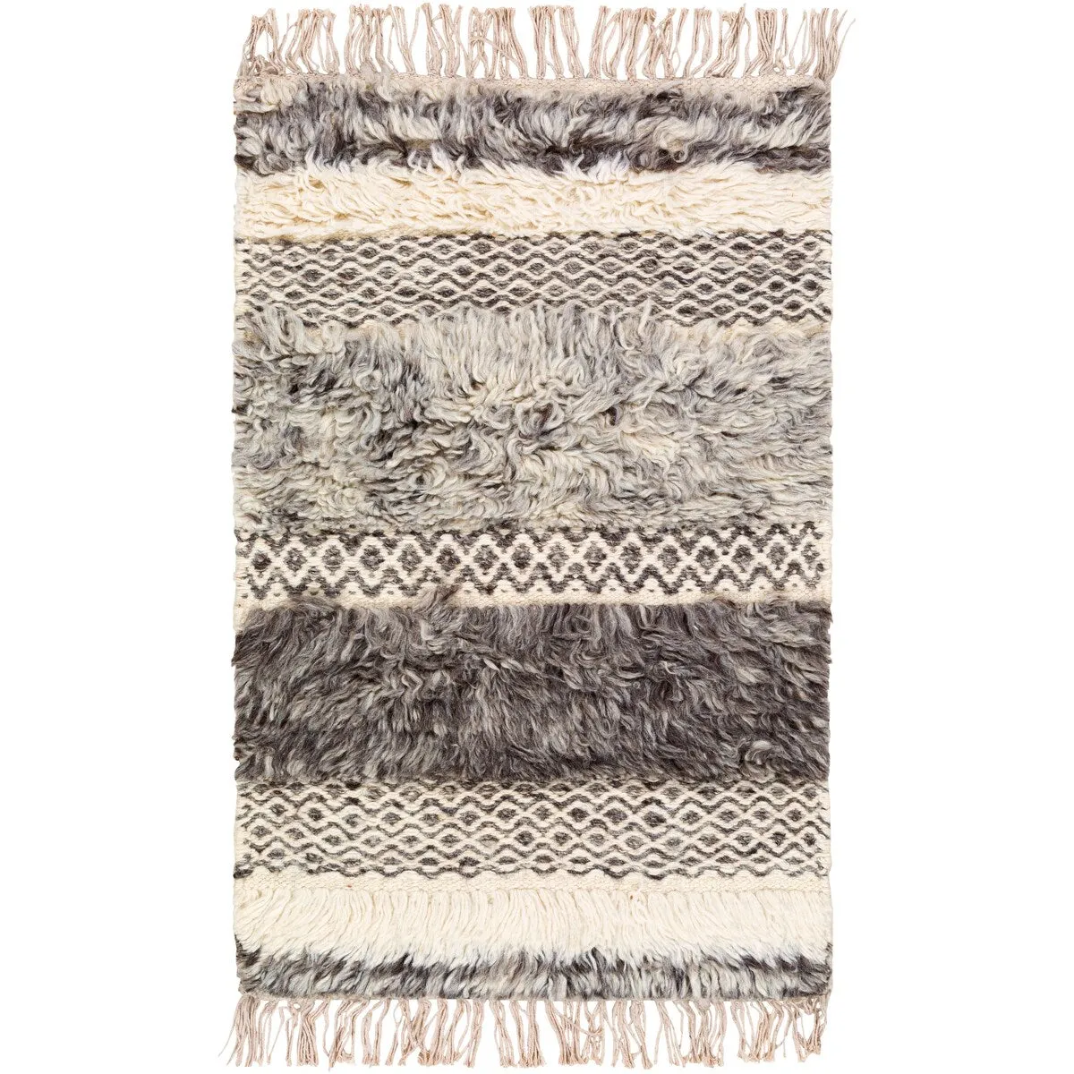 Livabliss Celestun Handmade Farmhouse High-Low Wool Shag Area Rug