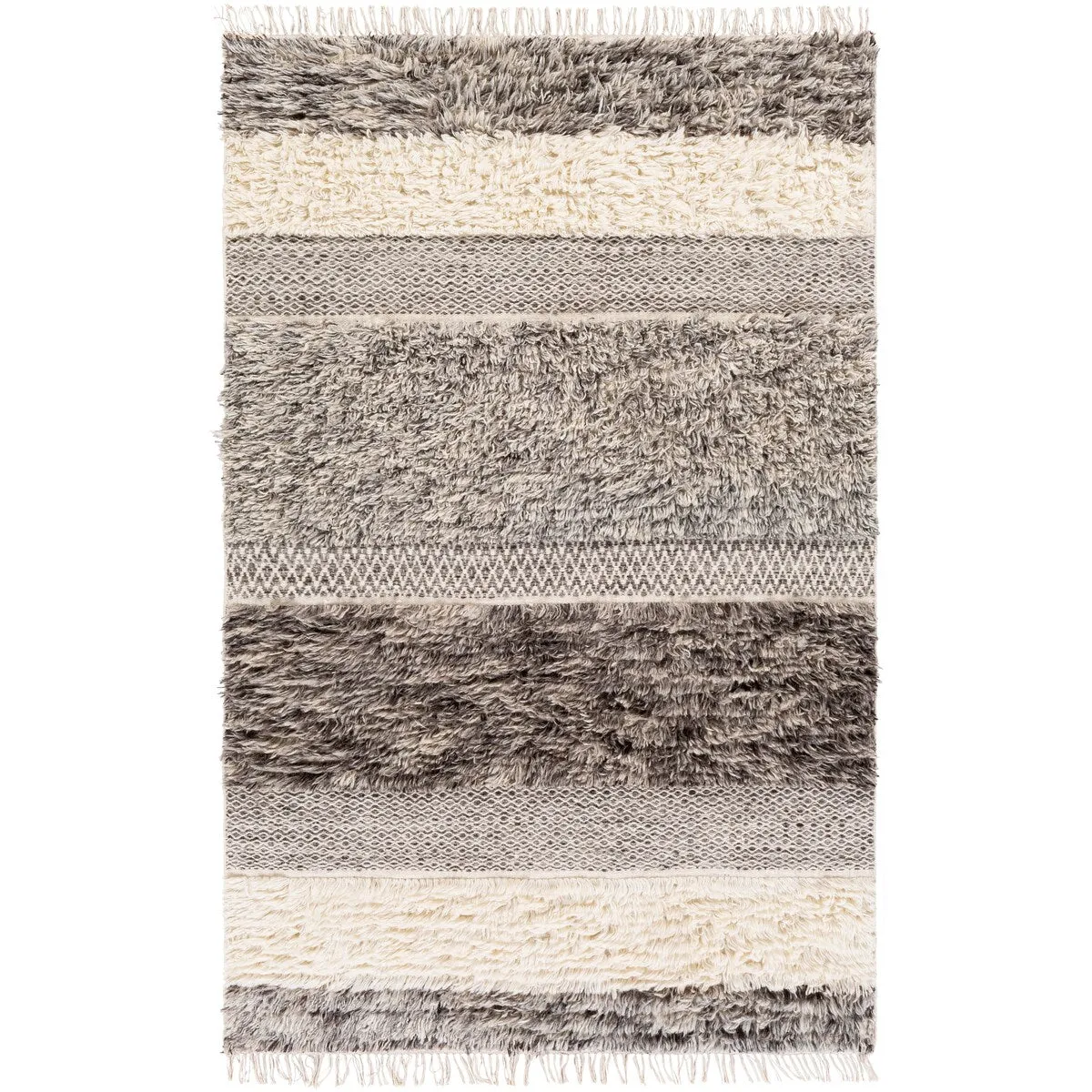 Livabliss Celestun Handmade Farmhouse High-Low Wool Shag Area Rug
