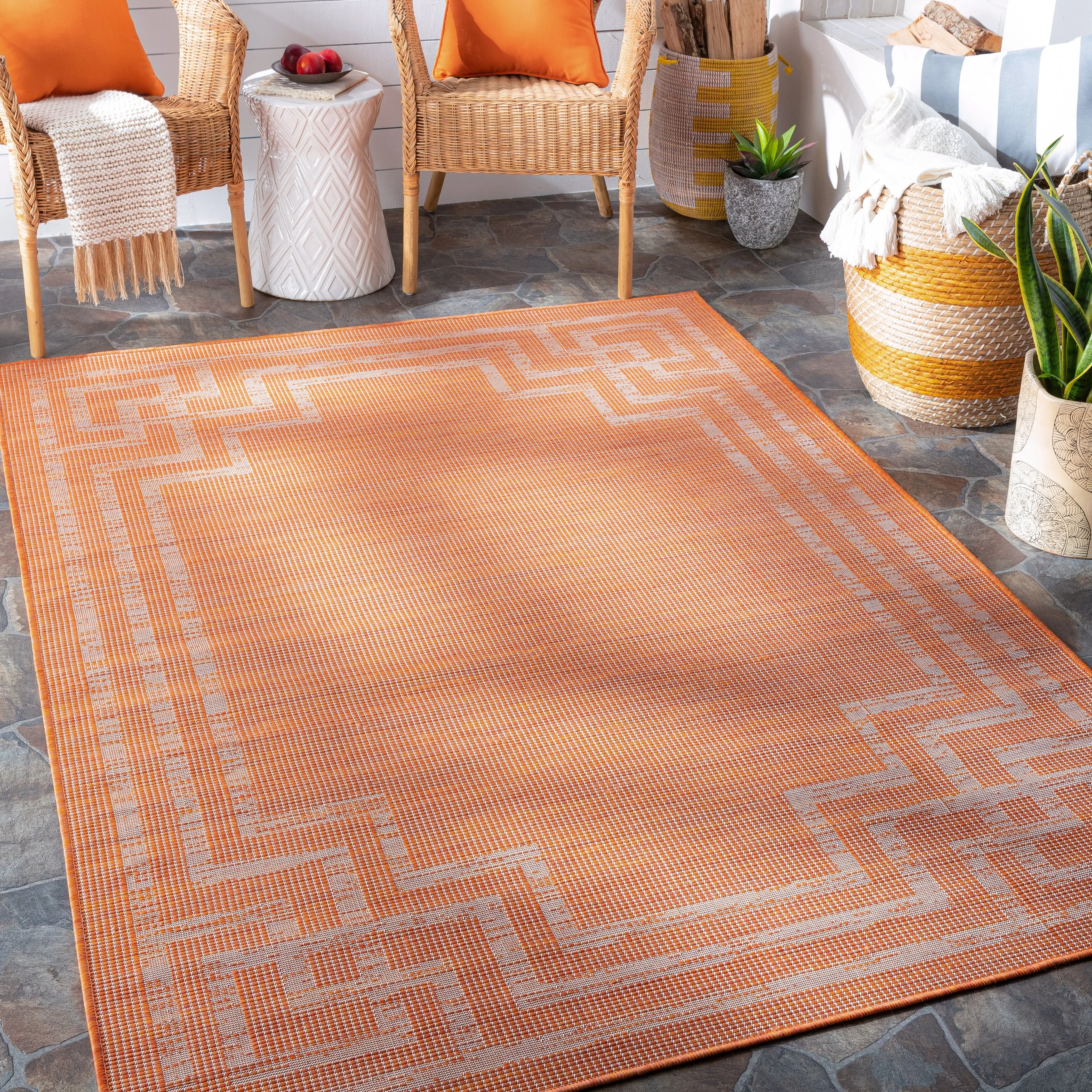 Livabliss Esana Traditional Border Outdoor Area Rug