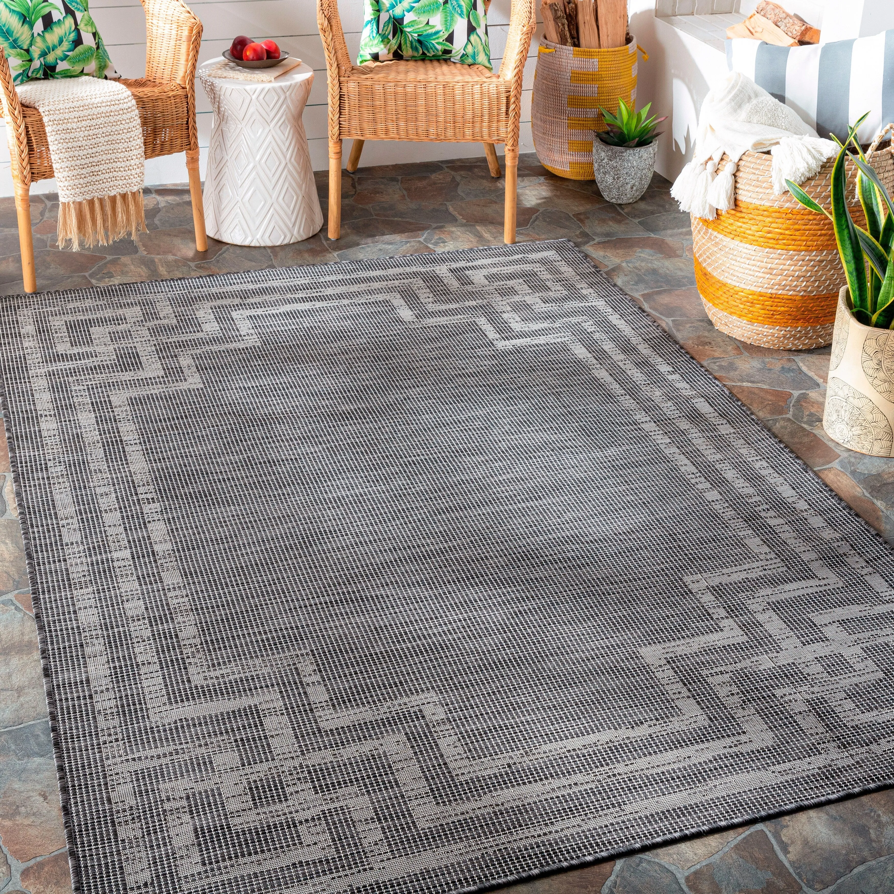 Livabliss Esana Traditional Border Outdoor Area Rug