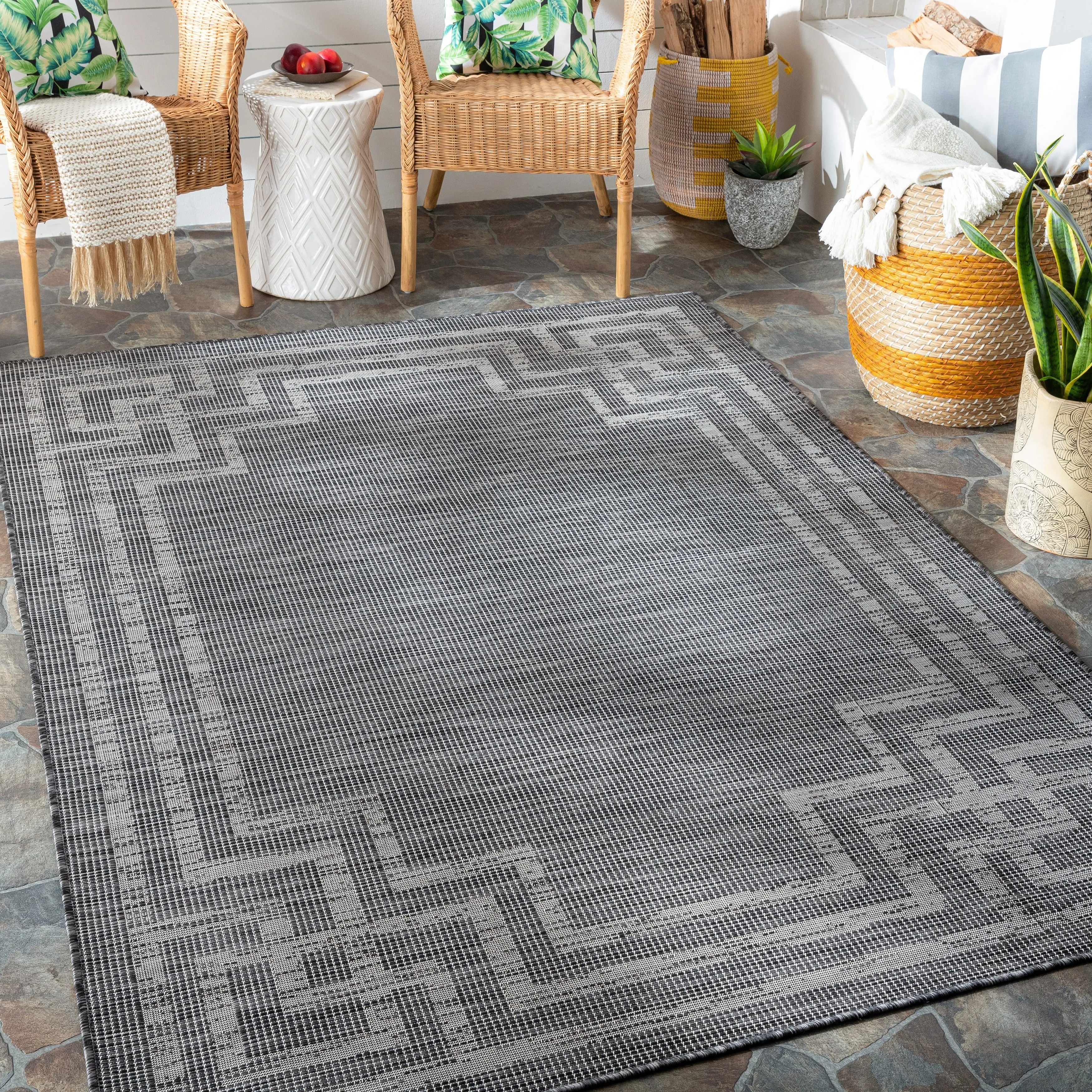 Livabliss Esana Traditional Border Outdoor Area Rug