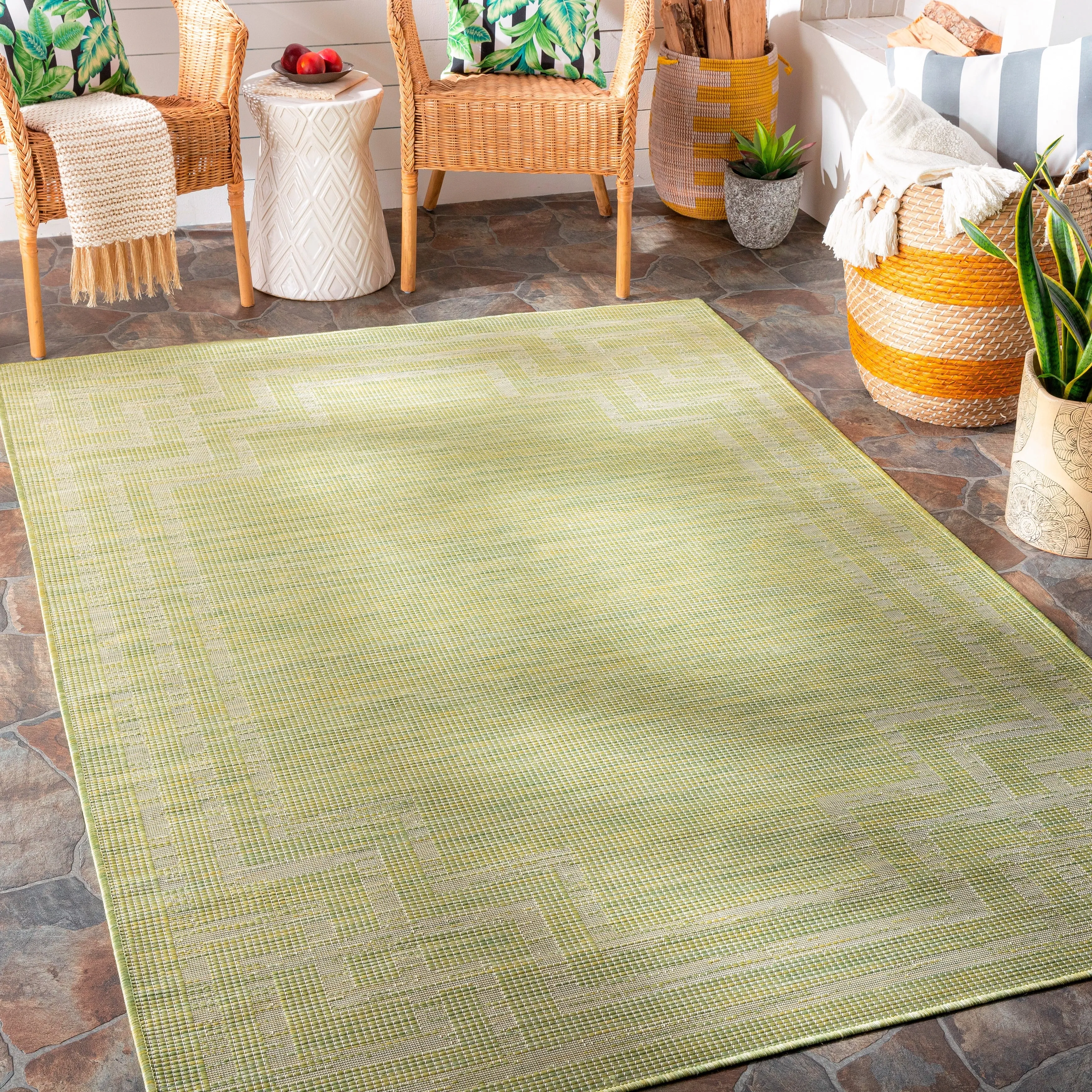 Livabliss Esana Traditional Border Outdoor Area Rug