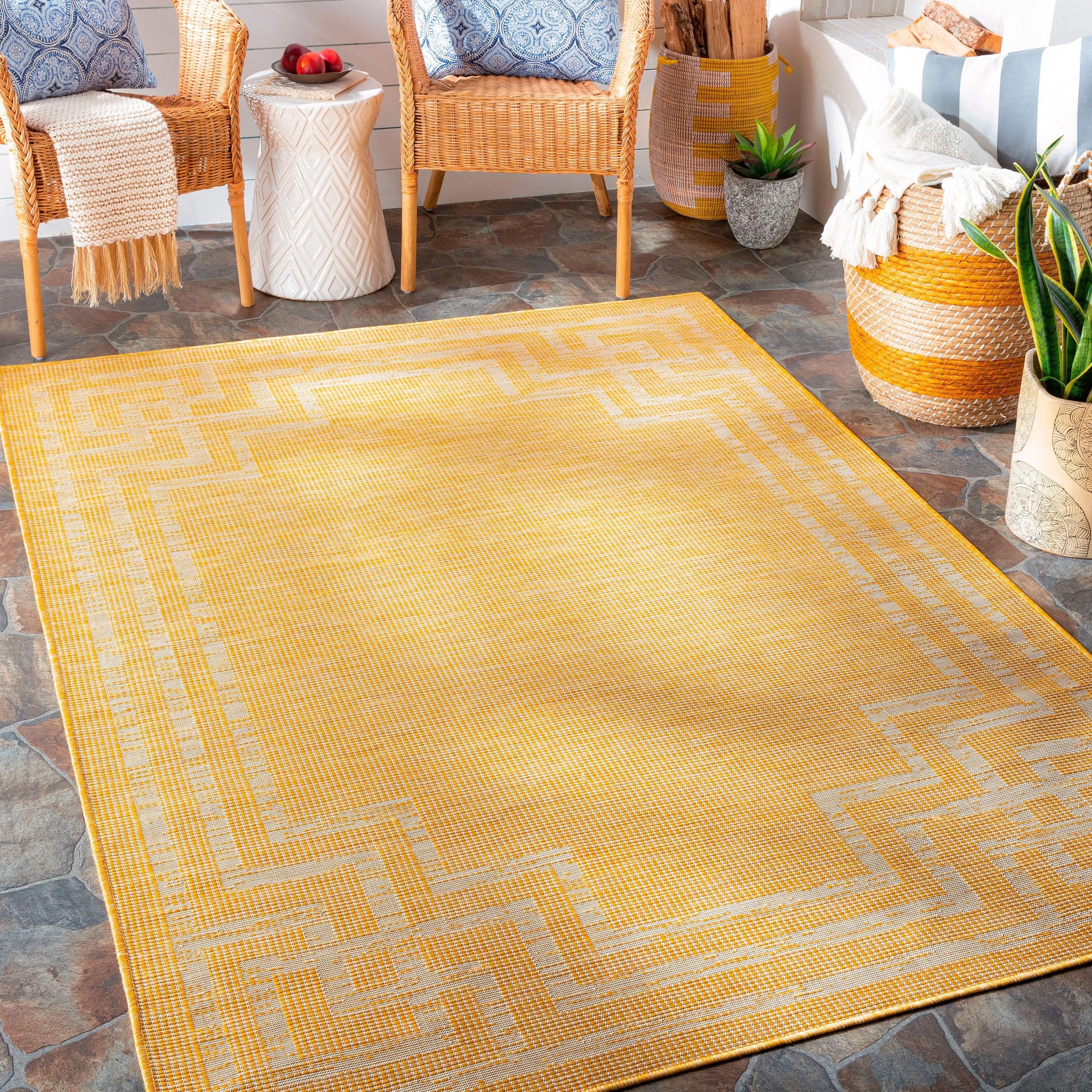 Livabliss Esana Traditional Border Outdoor Area Rug