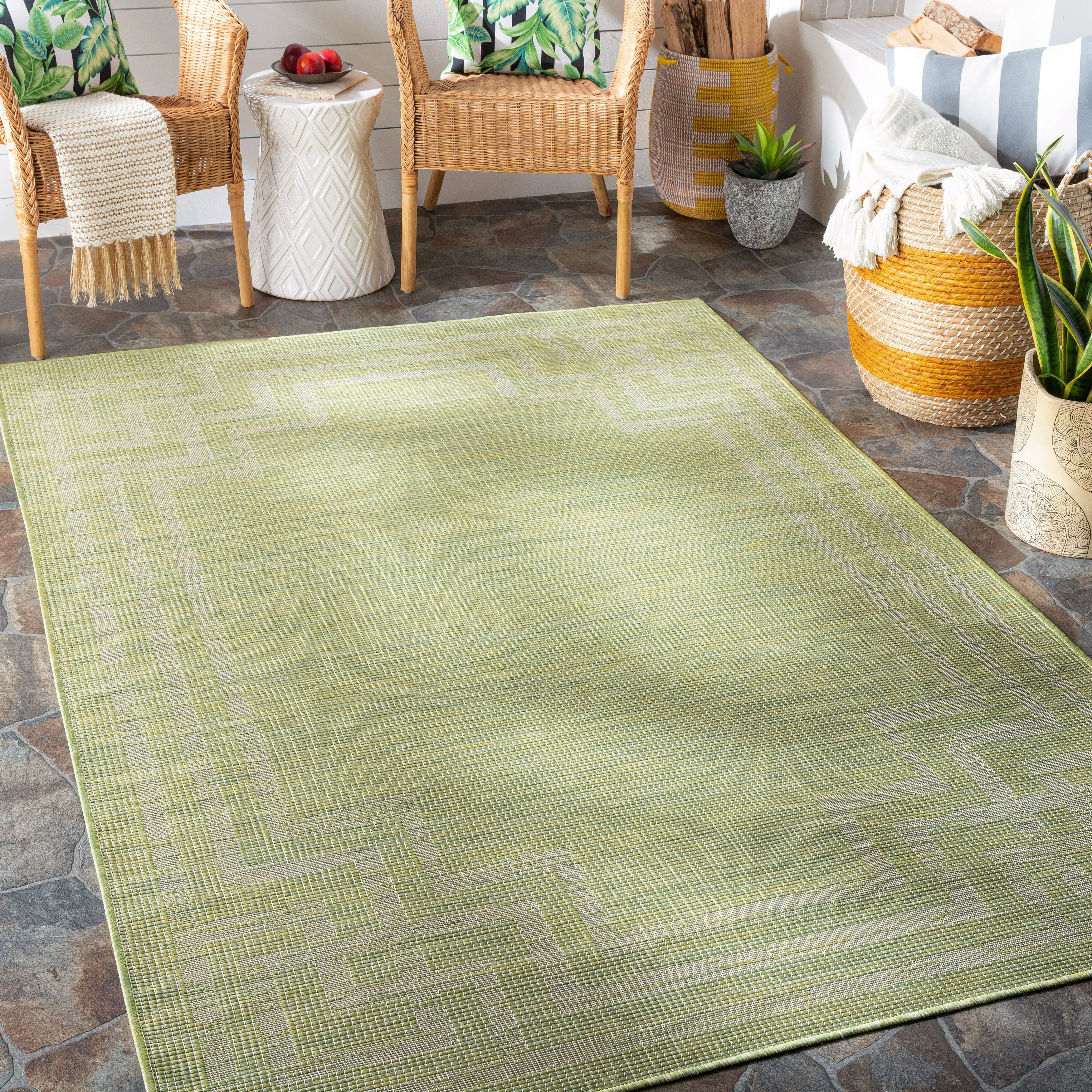 Livabliss Esana Traditional Border Outdoor Area Rug