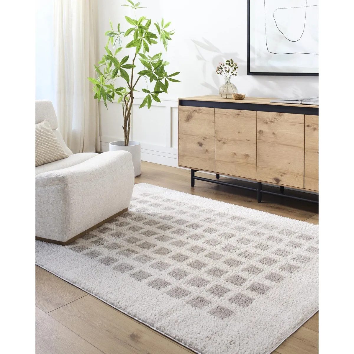 Livabliss Fossay Shag Modern & Contemporary Checkered Washable Area Rug