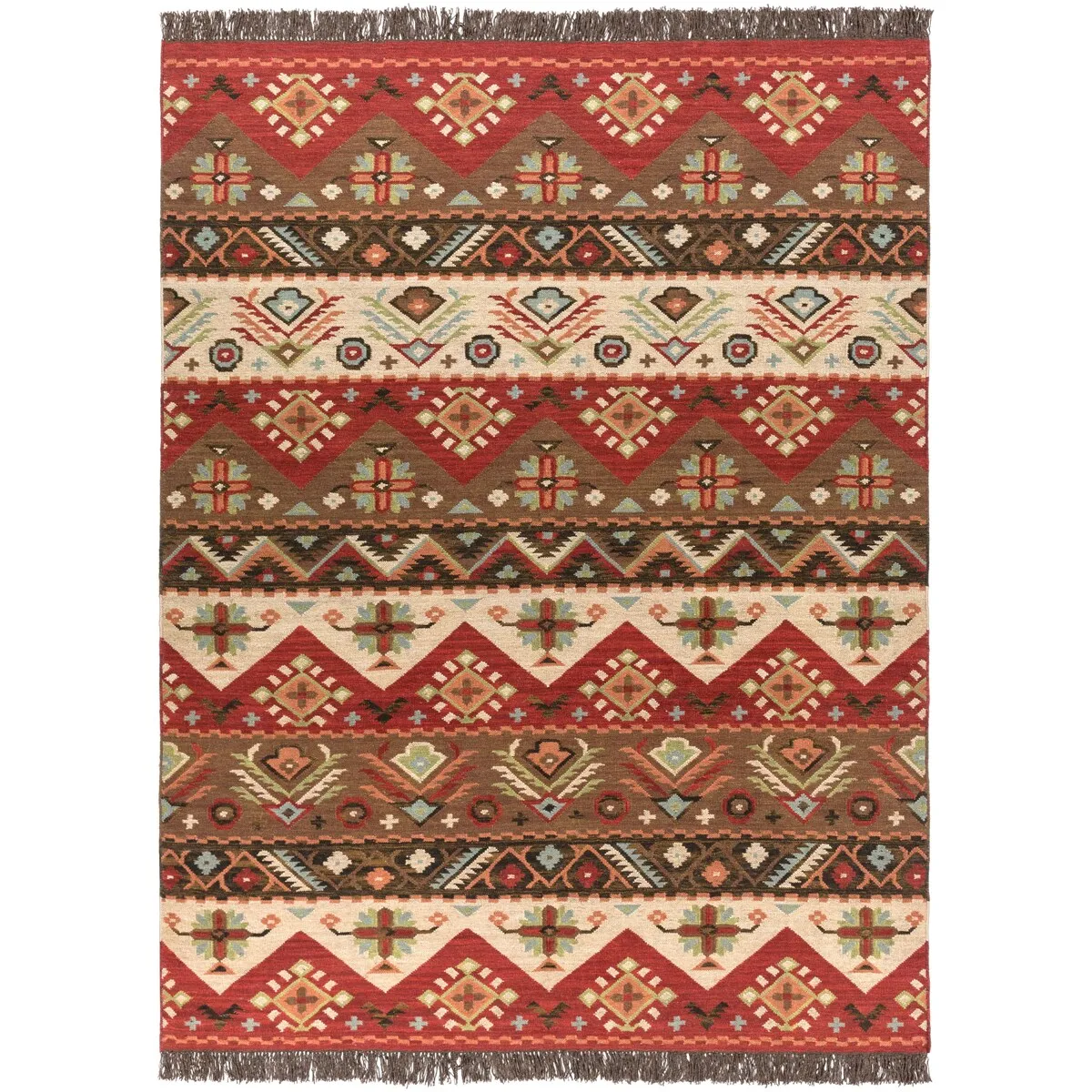 Livabliss Louise Handmade Southwestern Wool Flatweave Area Rug