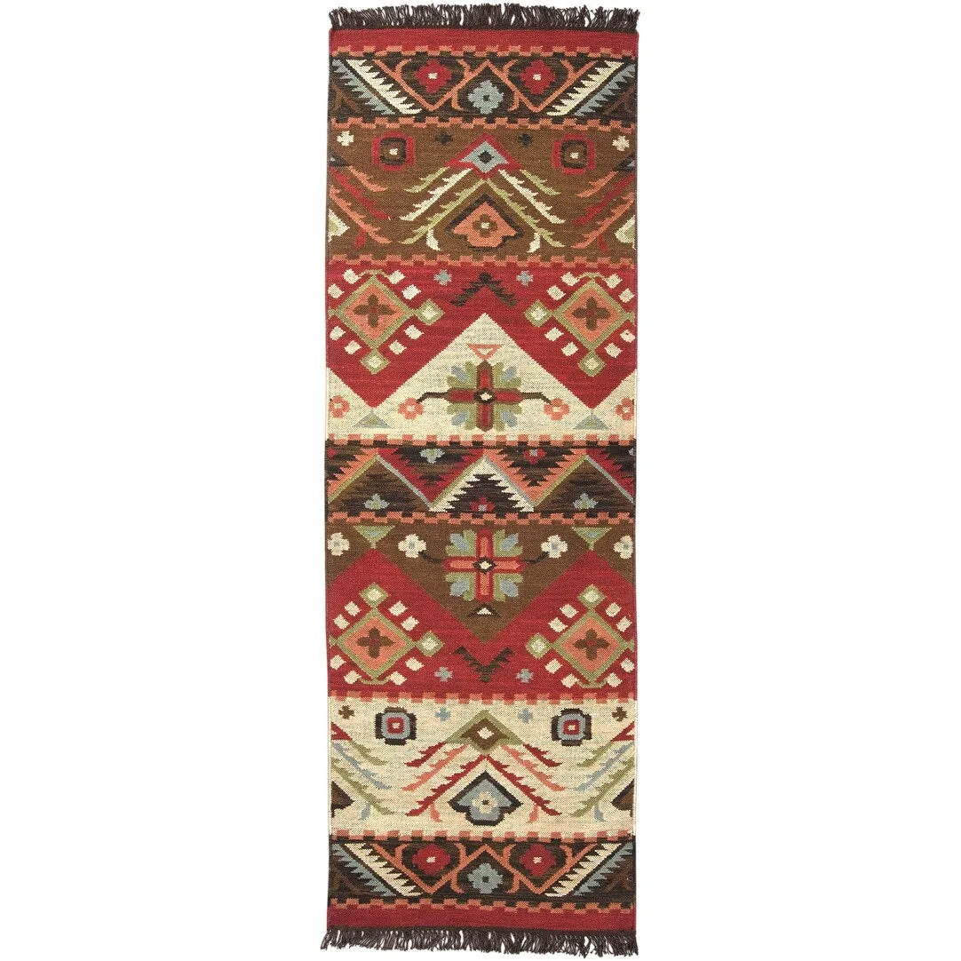 Livabliss Louise Handmade Southwestern Wool Flatweave Area Rug