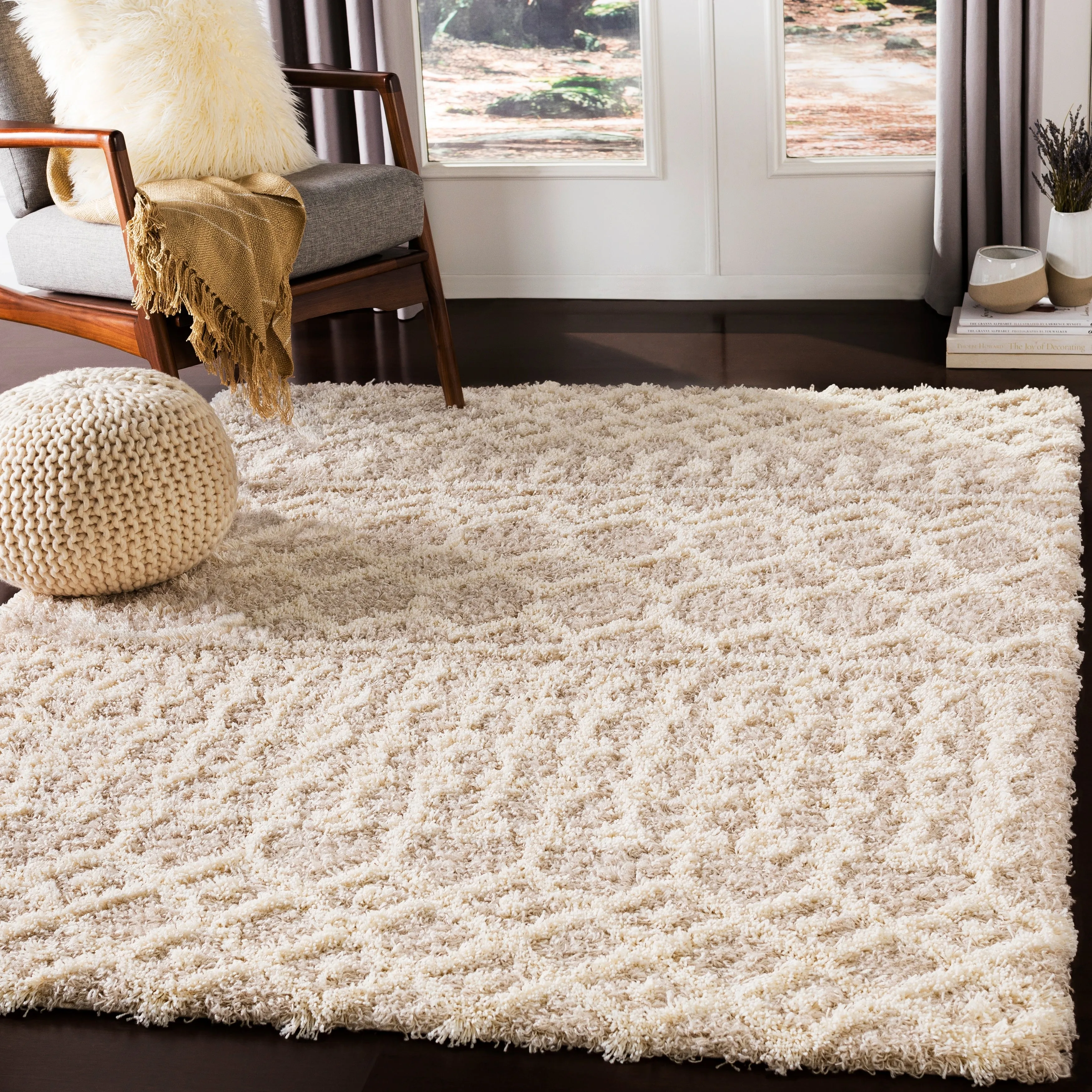 Livabliss Newton Geometric Moroccan Trellis Shag Area Rug