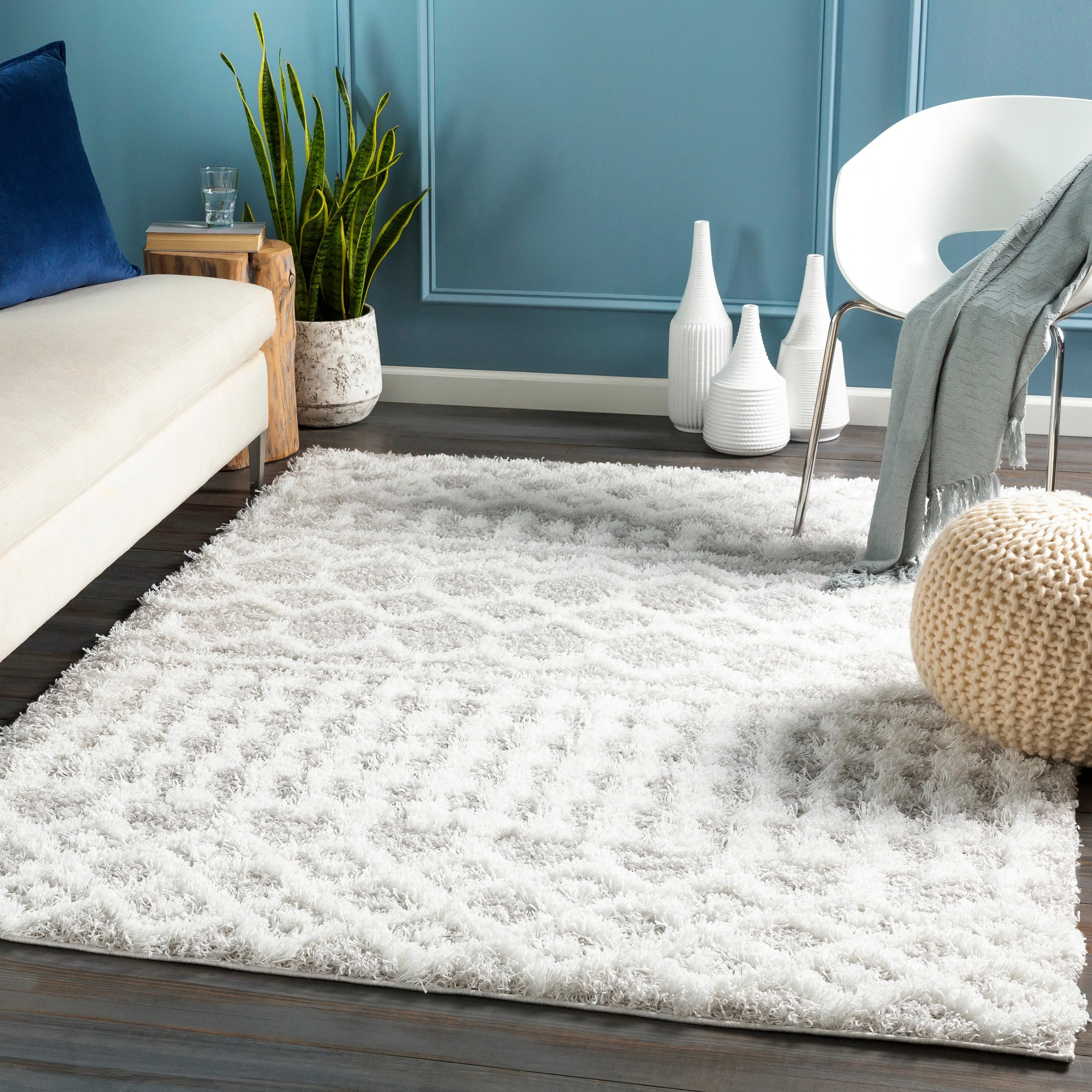 Livabliss Newton Geometric Moroccan Trellis Shag Area Rug