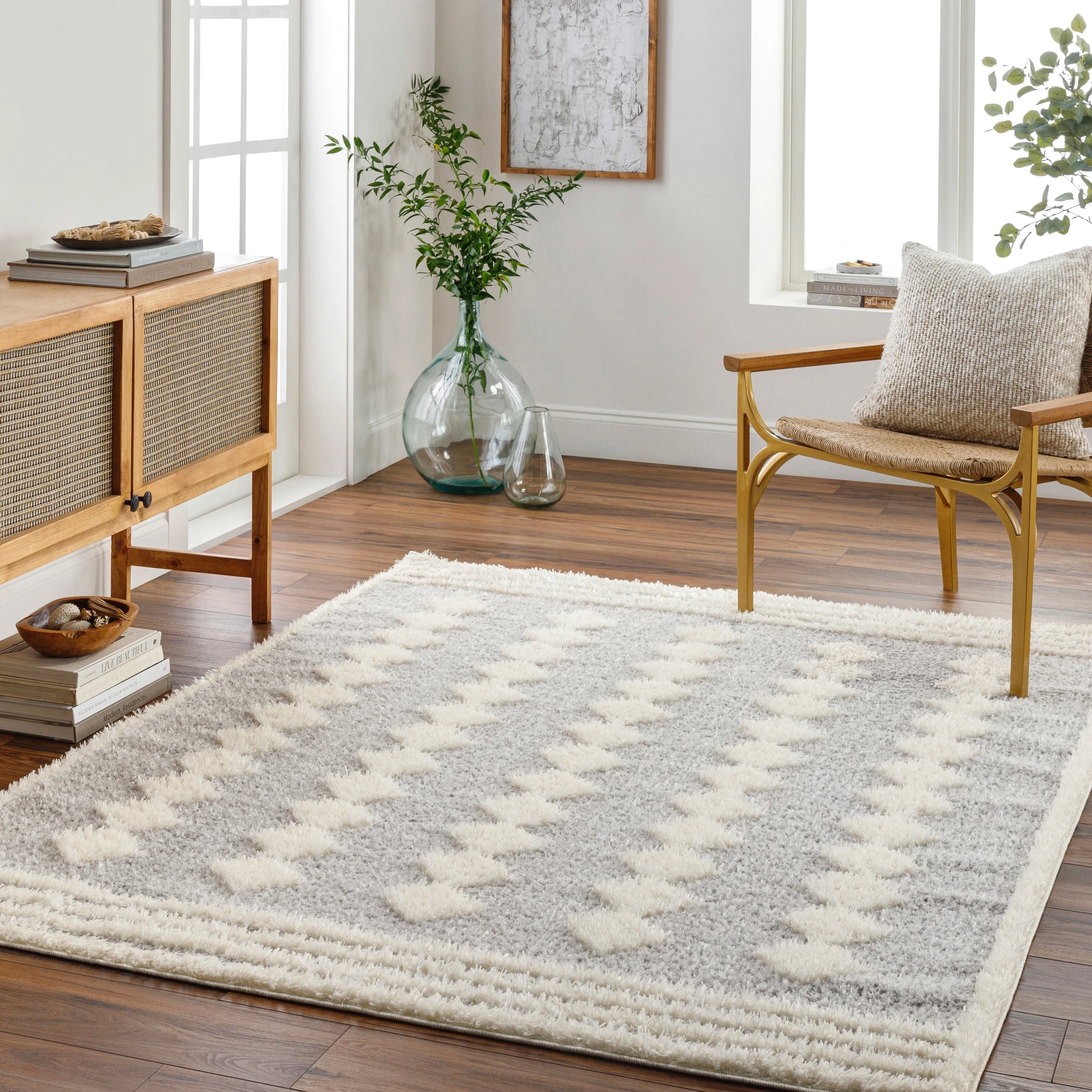 Livabliss Rodos Modern Diamond Plush Area Rug