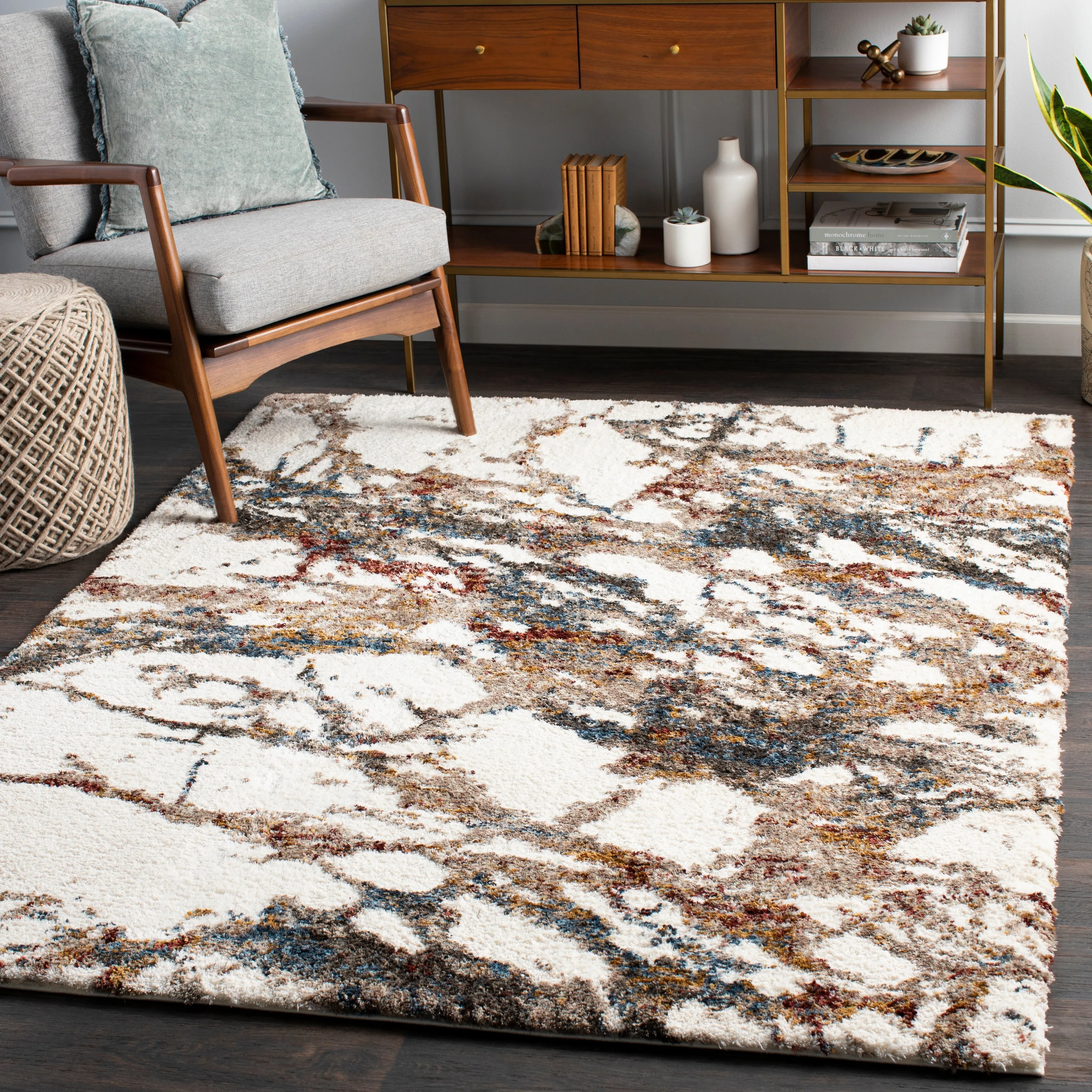 Livabliss Taryn Abstract Splatter Pattern Shag Area Rug