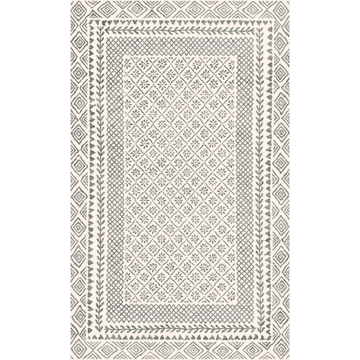 Livabliss Tiffany Grey Bohemian Border Area Rug