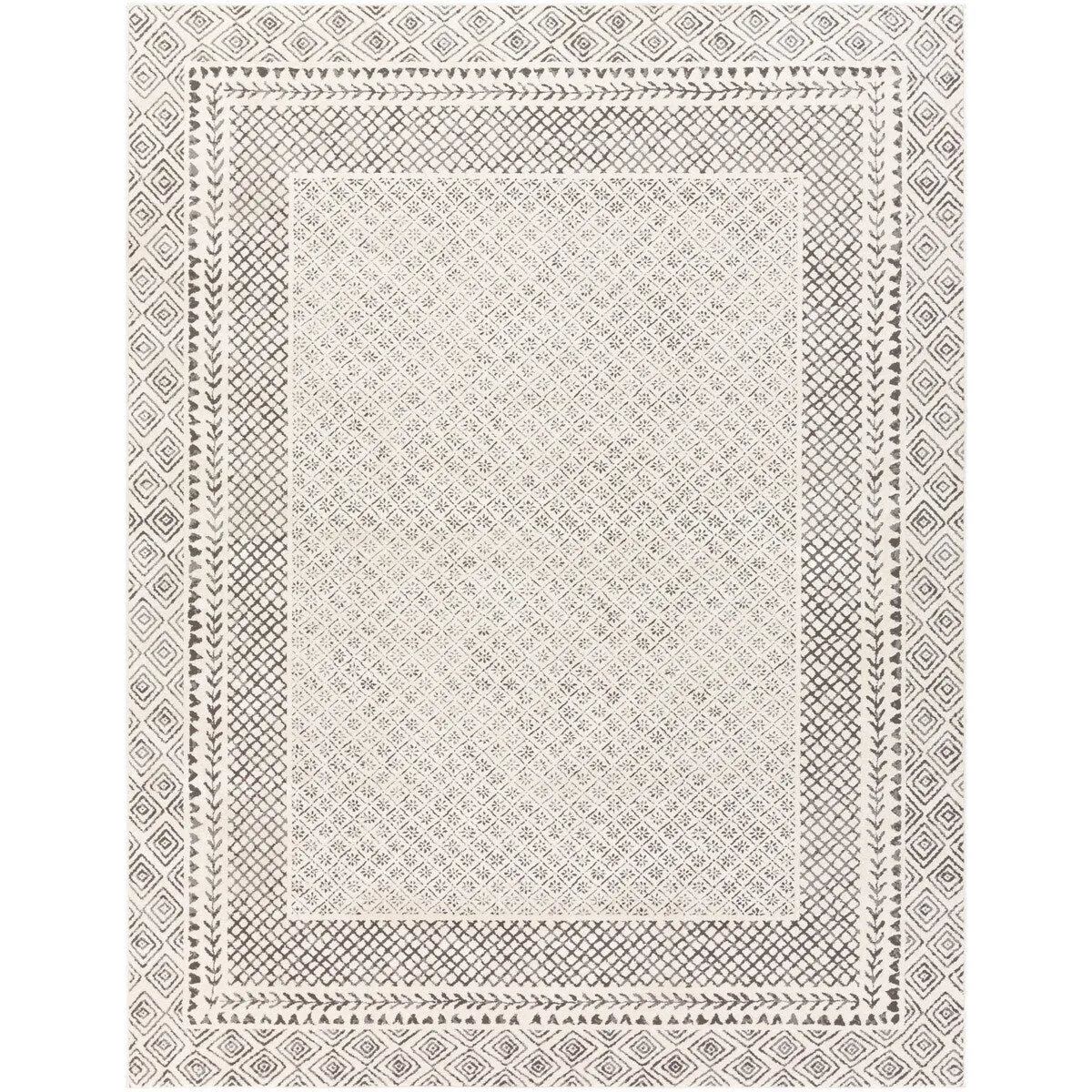 Livabliss Tiffany Grey Bohemian Border Area Rug