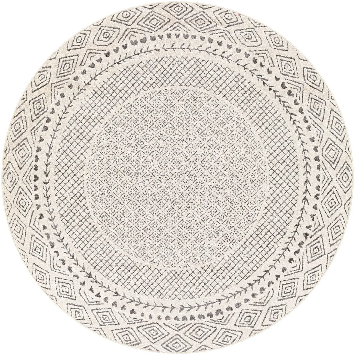 Livabliss Tiffany Grey Bohemian Border Area Rug