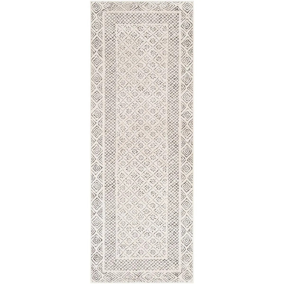 Livabliss Tiffany Grey Bohemian Border Area Rug