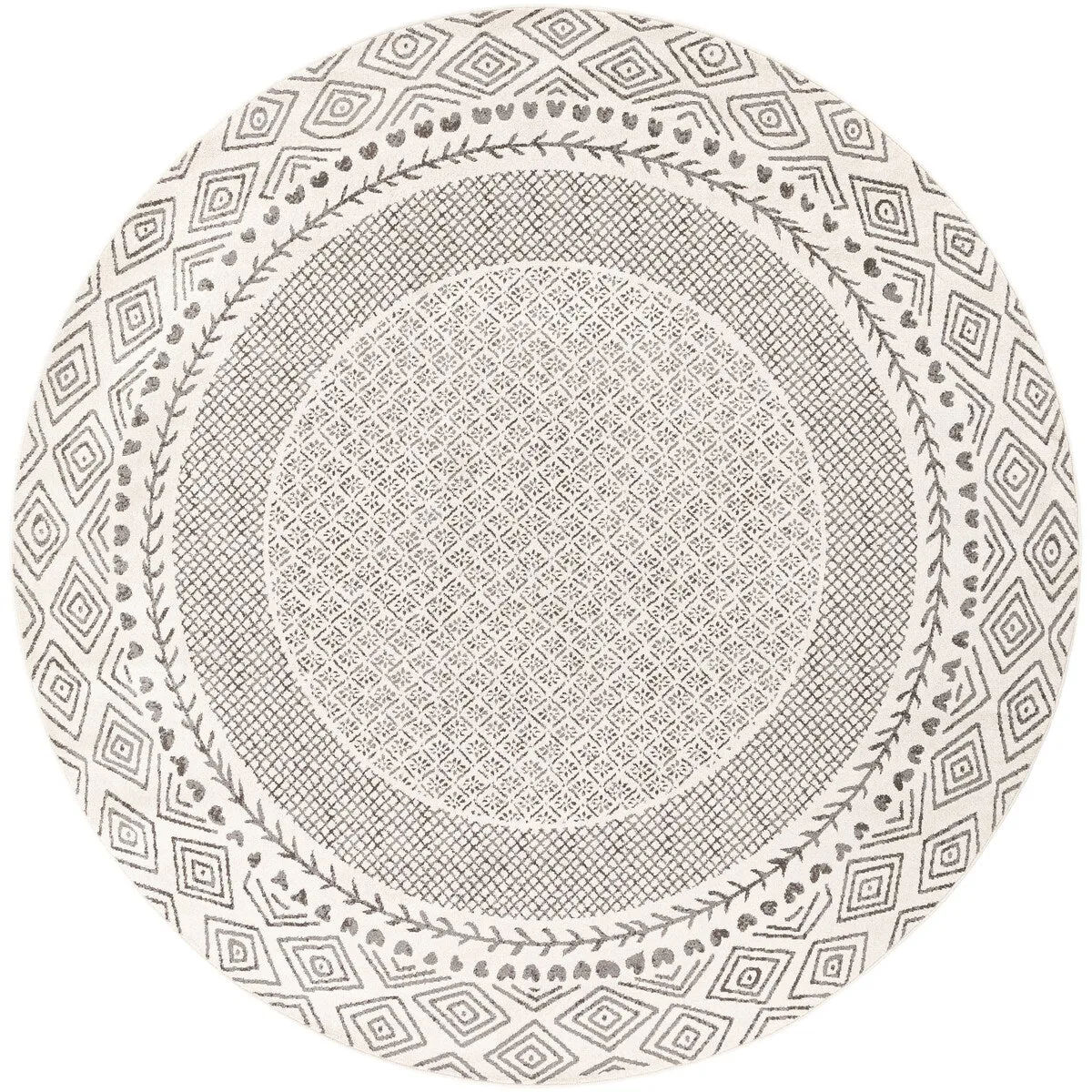 Livabliss Tiffany Grey Bohemian Border Area Rug