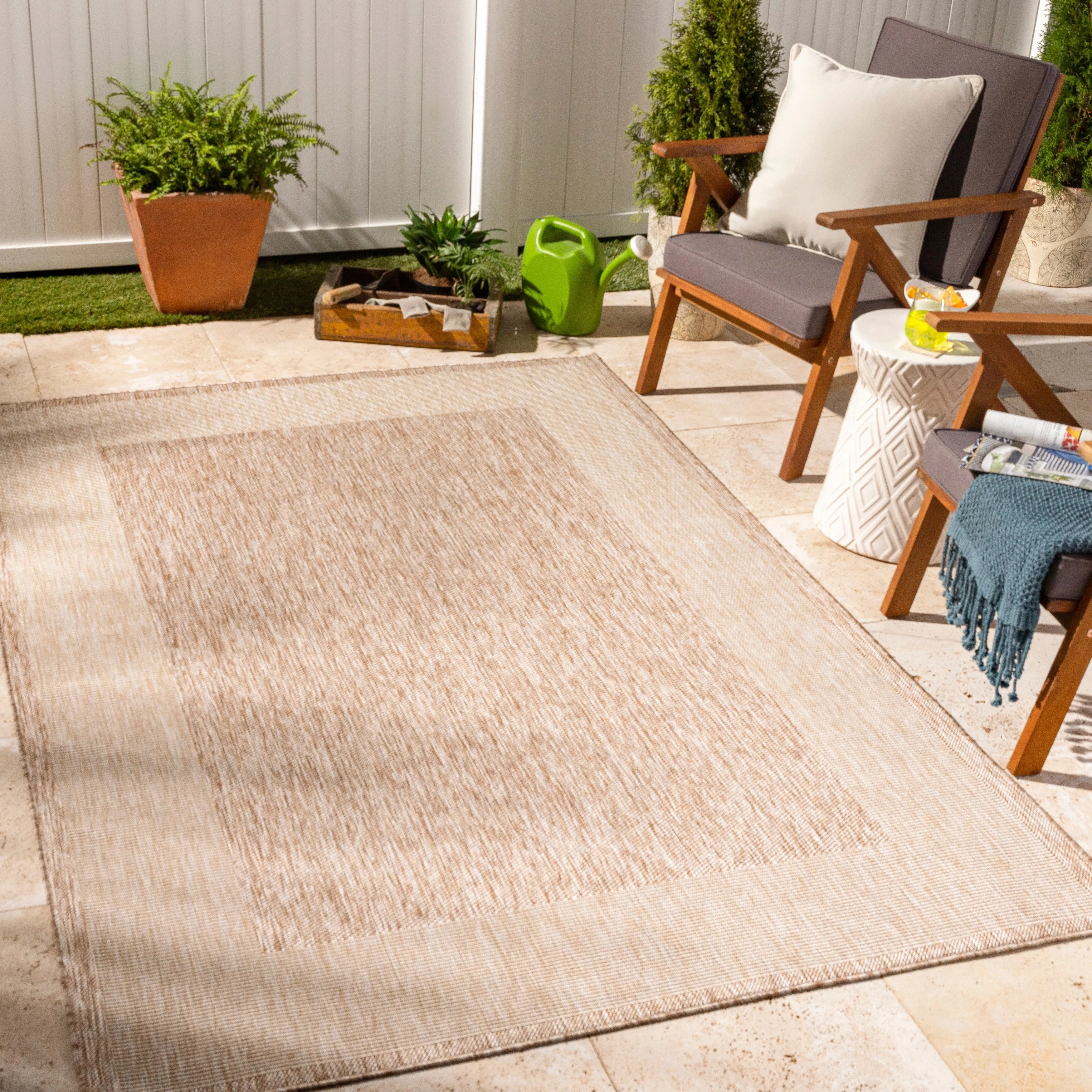 Livabliss Tuareg Outdoor Border Modern Area Rug