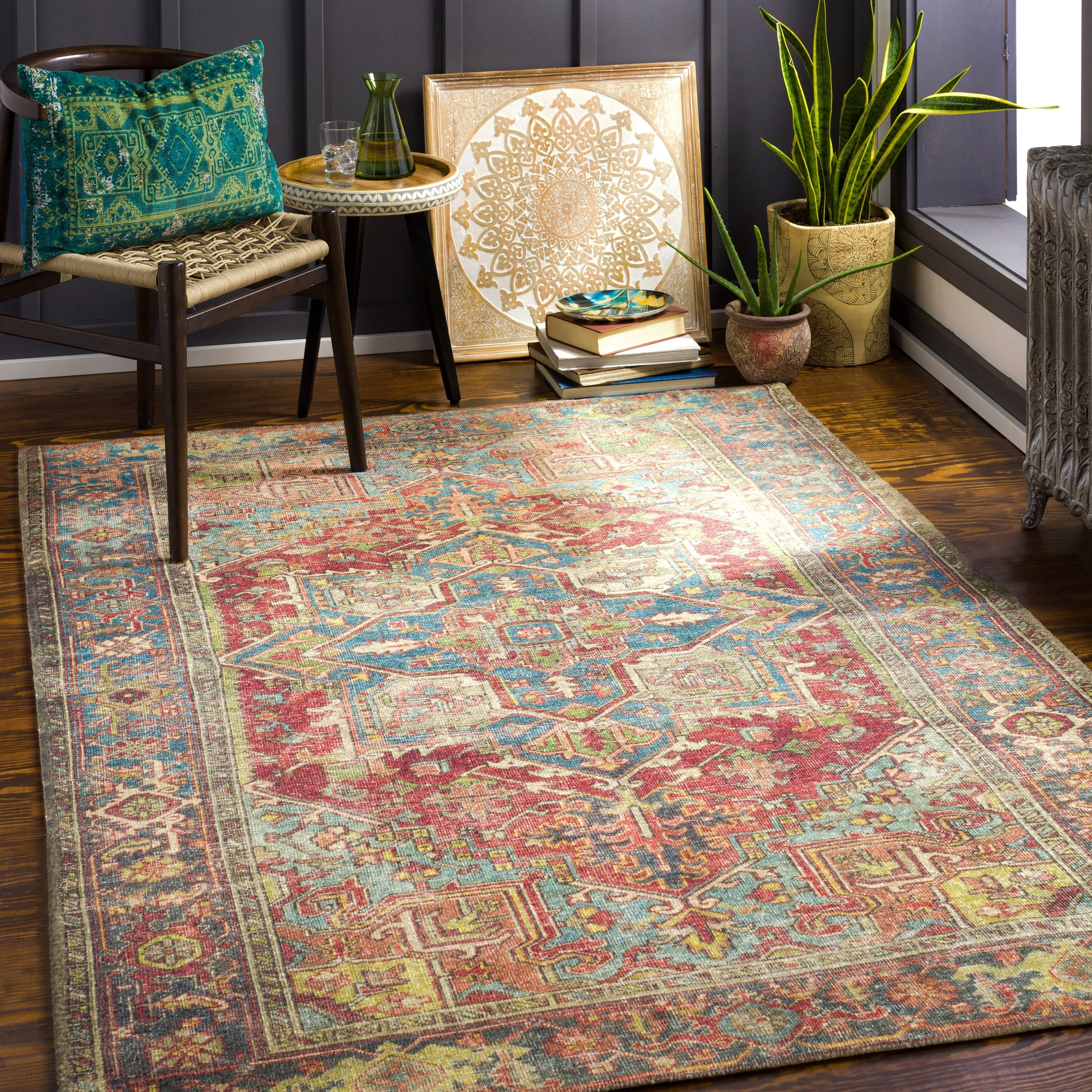 Livabliss Tunkana Handmade Printed Medallion Area Rug
