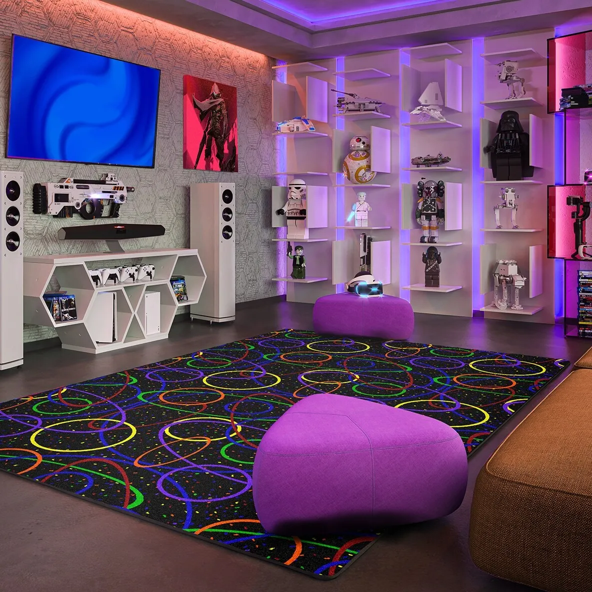 Looped Fluorescent Nylon Area Rug