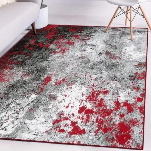 Luxe Weavers Modern Abstract Red and Gray Area Rug. Stain-Resistant Carpet