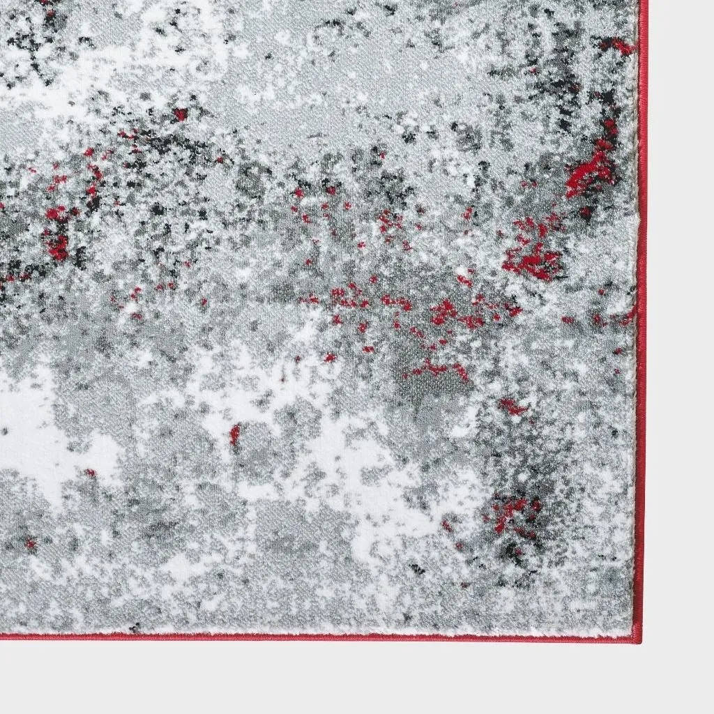 Luxe Weavers Modern Abstract Red and Gray Area Rug. Stain-Resistant Carpet