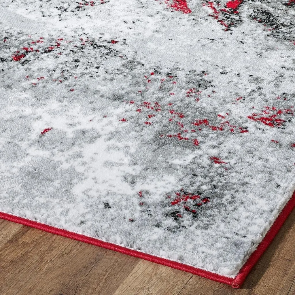 Luxe Weavers Modern Abstract Red and Gray Area Rug. Stain-Resistant Carpet