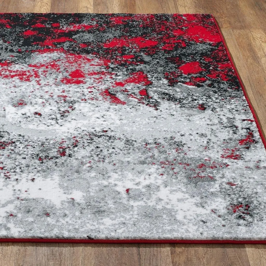 Luxe Weavers Modern Abstract Red and Gray Area Rug. Stain-Resistant Carpet