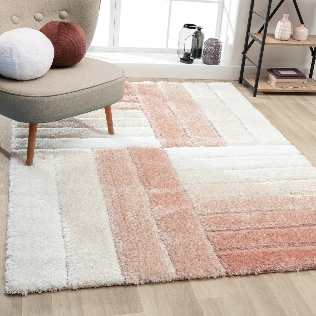 Luxe Weavers Shag Geometric Plush Area Rug. Indoor Carpet