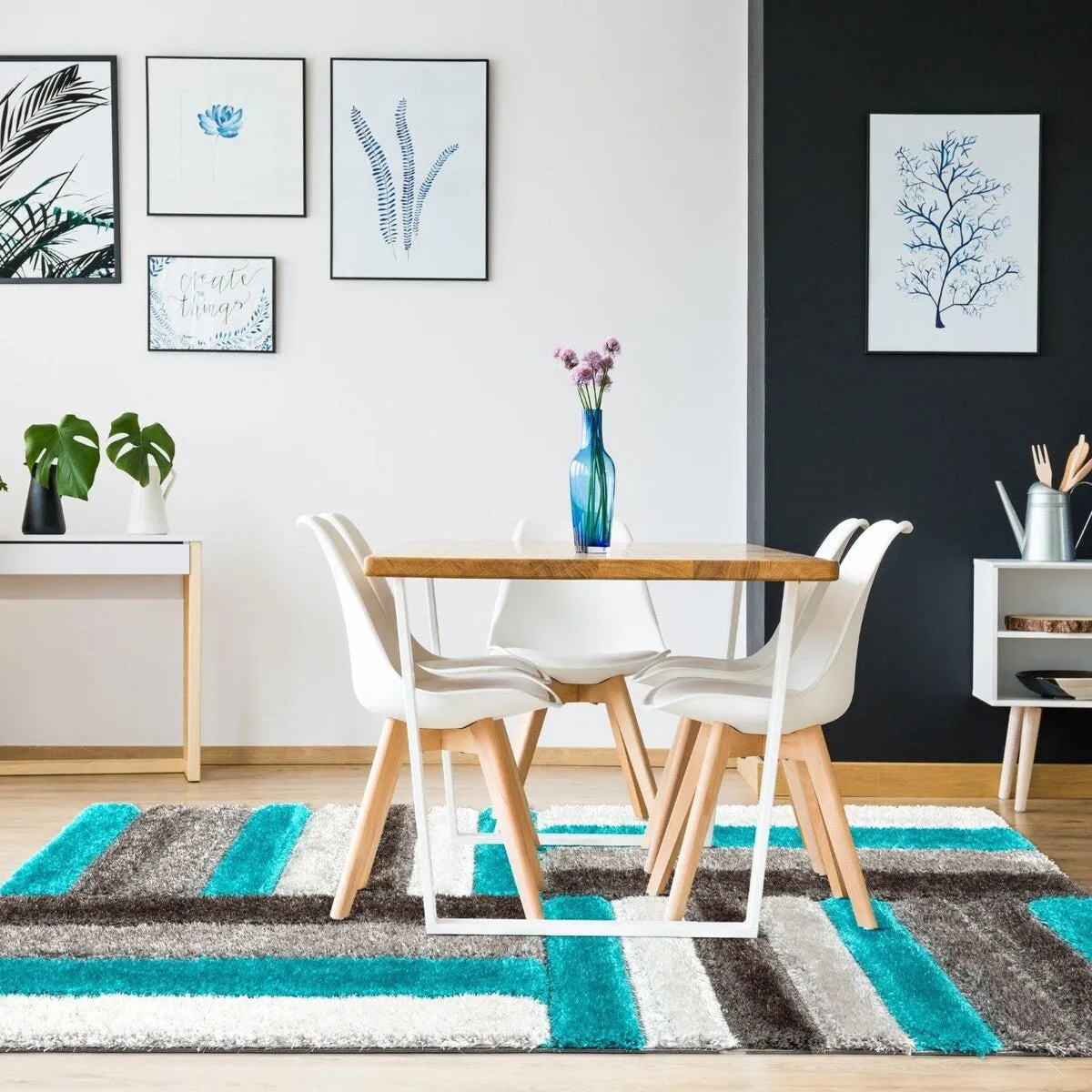 Luxe Weavers Shag Geometric Plush Area Rug. Indoor Carpet