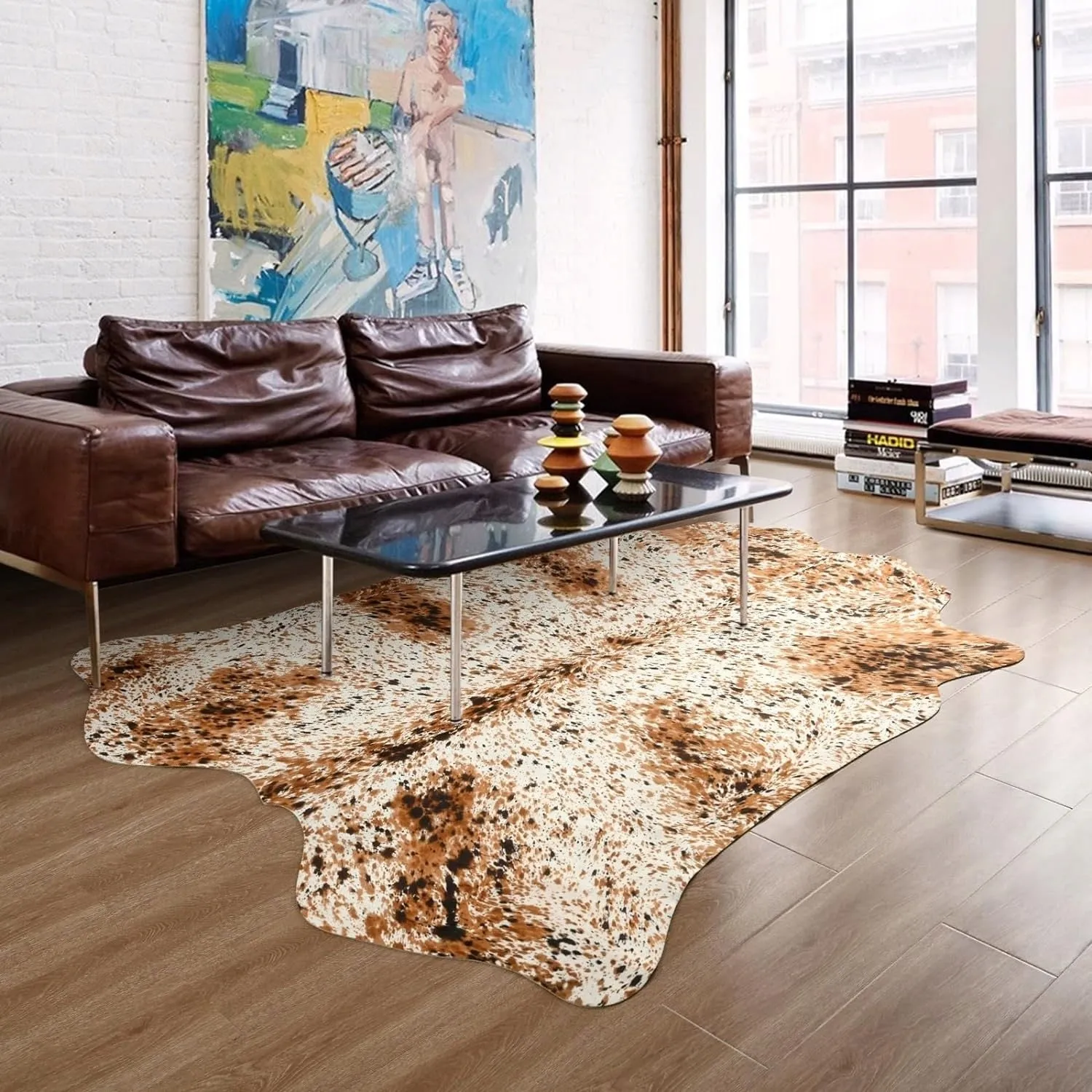 Luxury Home Decor Carpet Living Room Bedroom Faux Cowhide Rug