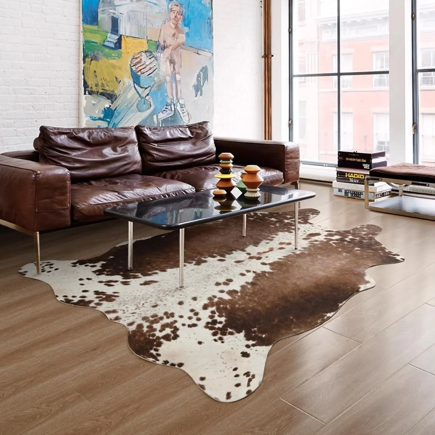 Luxury Home Decor Carpet Living Room Bedroom Faux Cowhide Rug