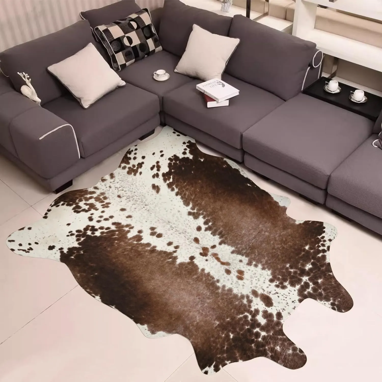 Luxury Home Decor Carpet Living Room Bedroom Faux Cowhide Rug