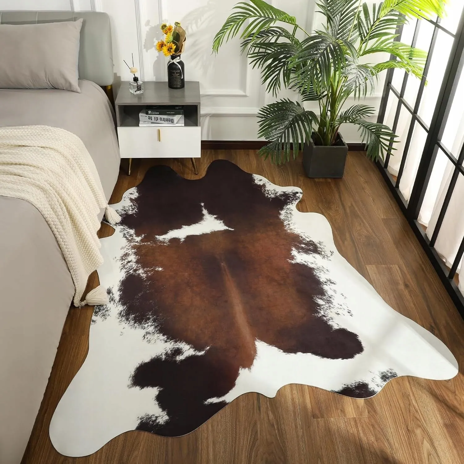 Luxury Home Decor Carpet Living Room Bedroom Faux Cowhide Rug