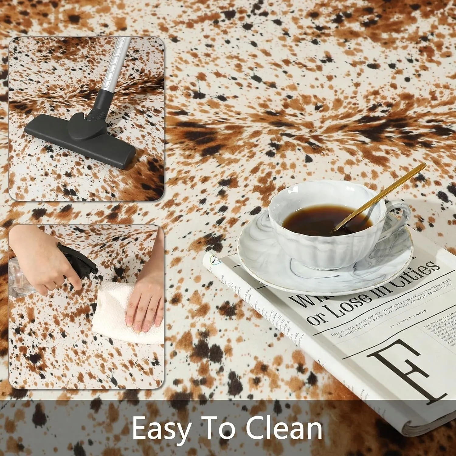 Luxury Home Decor Carpet Living Room Bedroom Faux Cowhide Rug