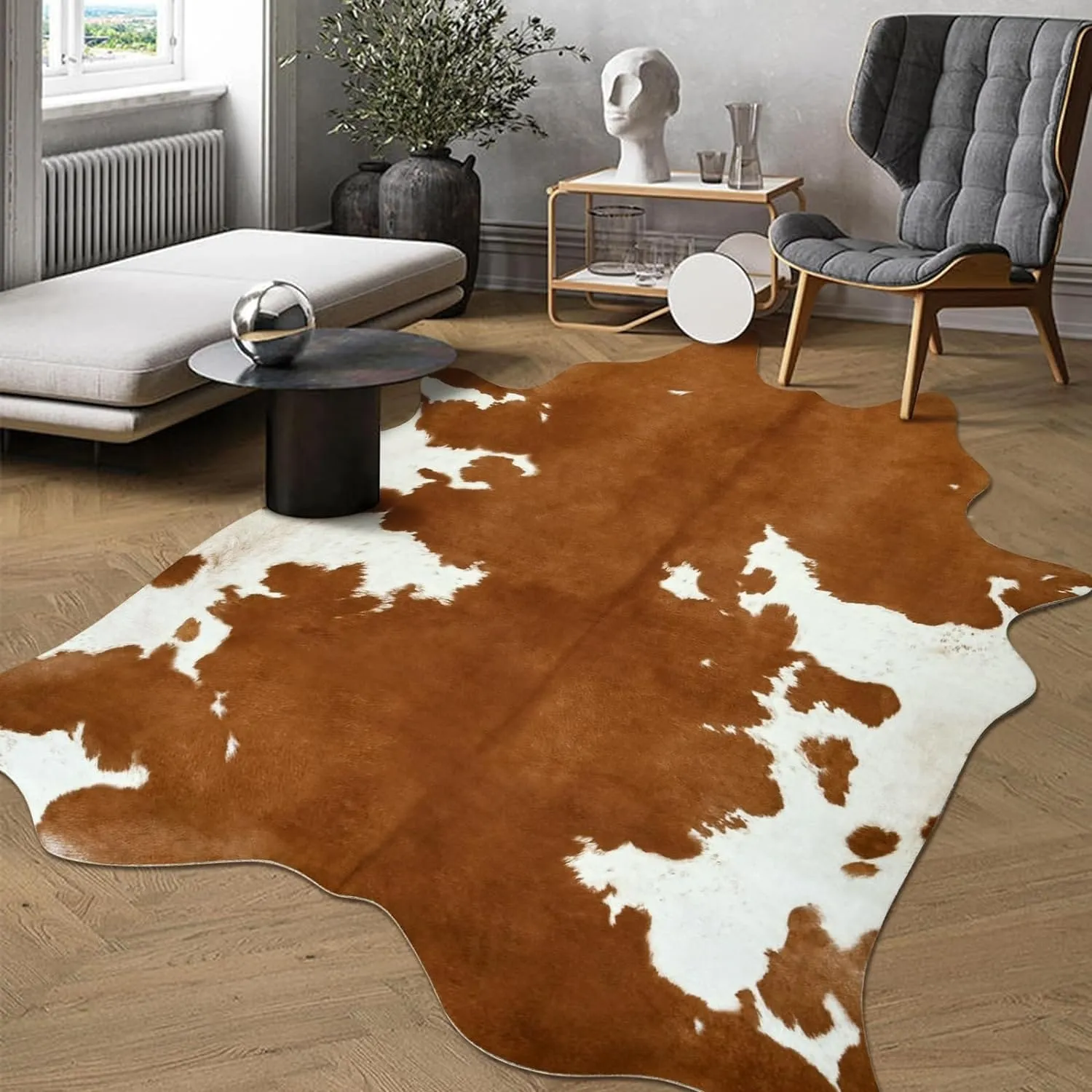 Luxury Home Decor Carpet Living Room Bedroom Faux Cowhide Rug