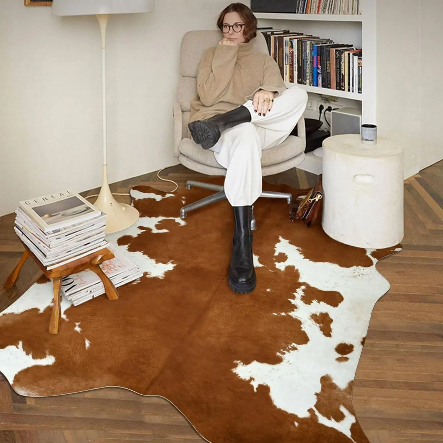 Luxury Home Decor Carpet Living Room Bedroom Faux Cowhide Rug