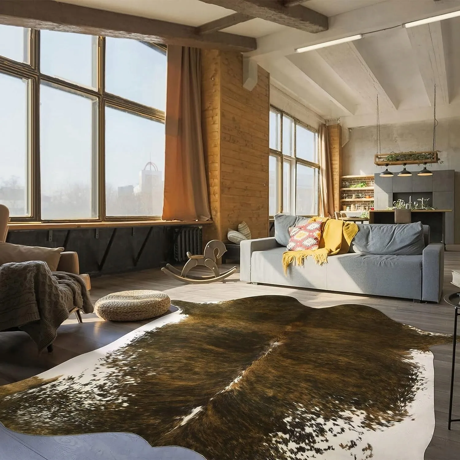 Luxury Home Decor Carpet Living Room Bedroom Faux Cowhide Rug