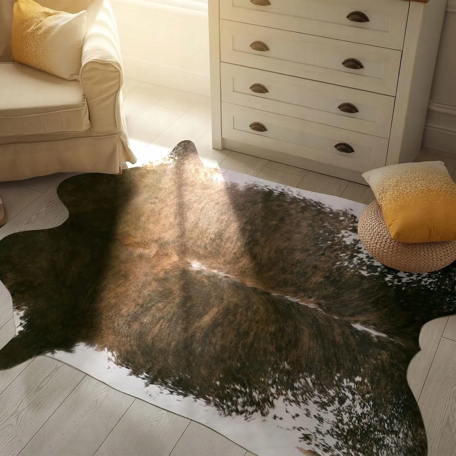 Luxury Home Decor Carpet Living Room Bedroom Faux Cowhide Rug
