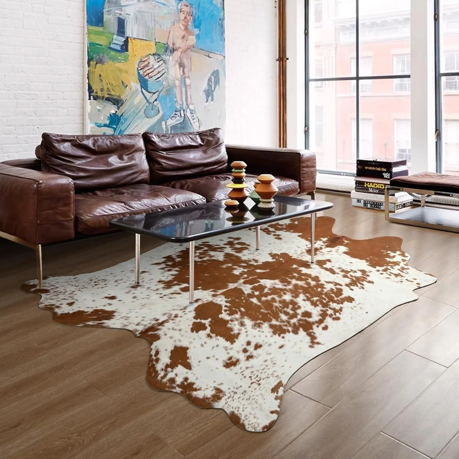 Luxury Home Decor Carpet Living Room Bedroom Faux Cowhide Rug