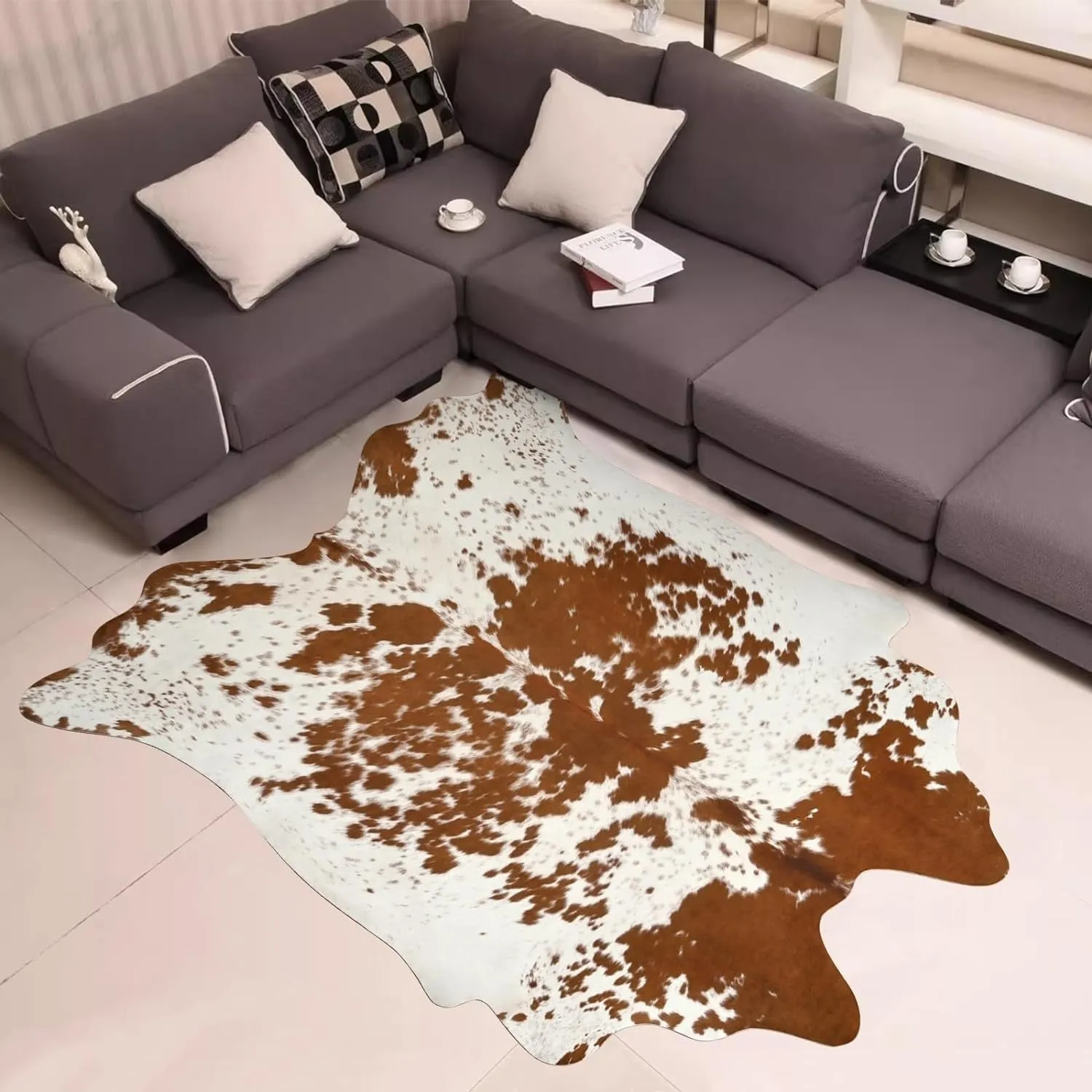 Luxury Home Decor Carpet Living Room Bedroom Faux Cowhide Rug
