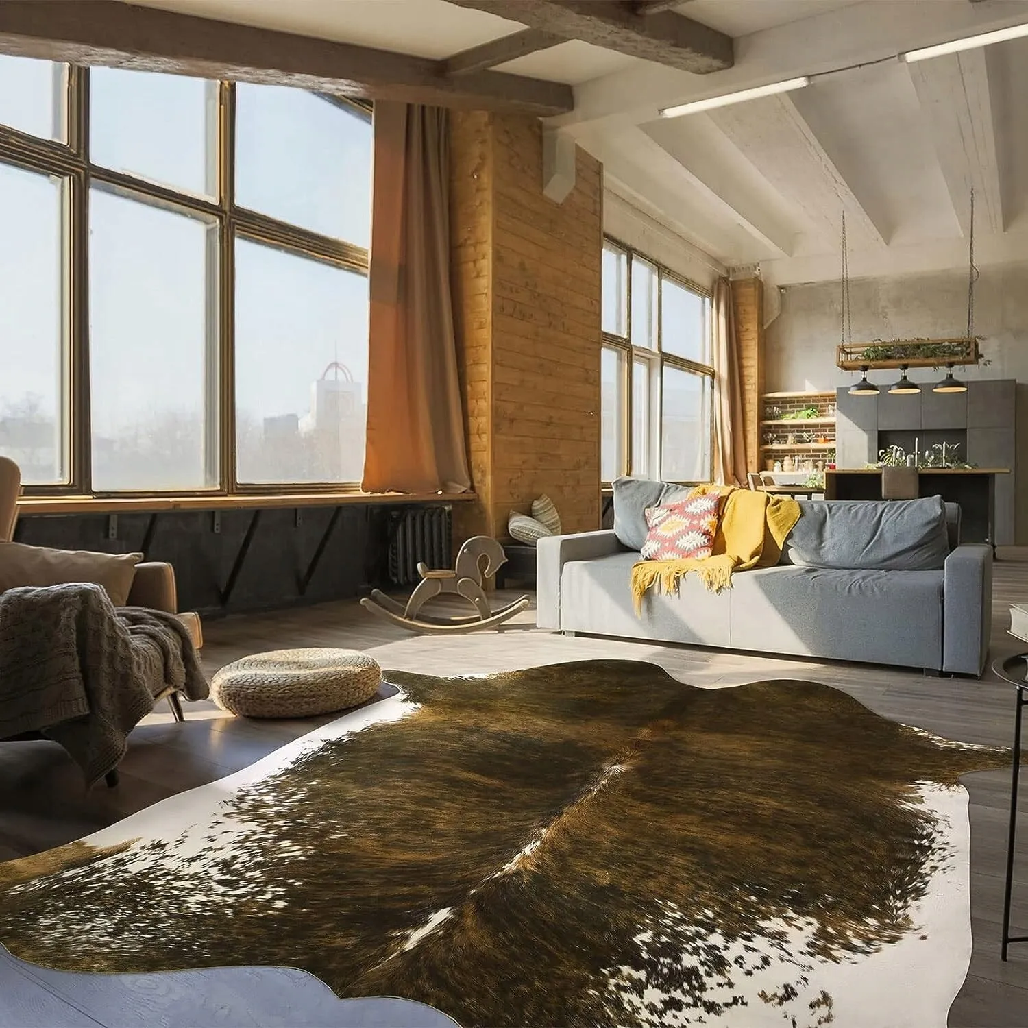 Luxury Home Decor Carpet Living Room Bedroom Faux Cowhide Rug