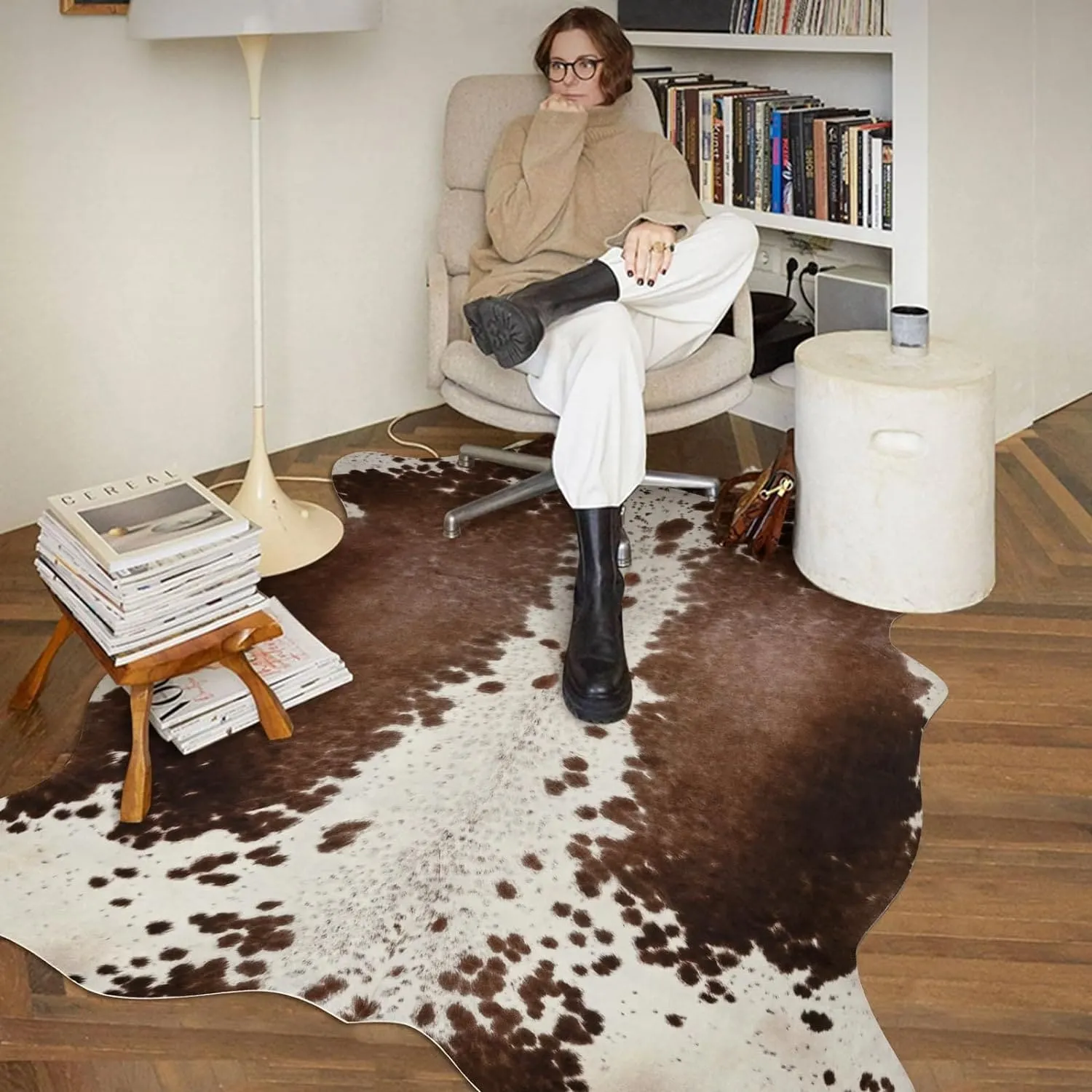 Luxury Home Decor Carpet Living Room Bedroom Faux Cowhide Rug