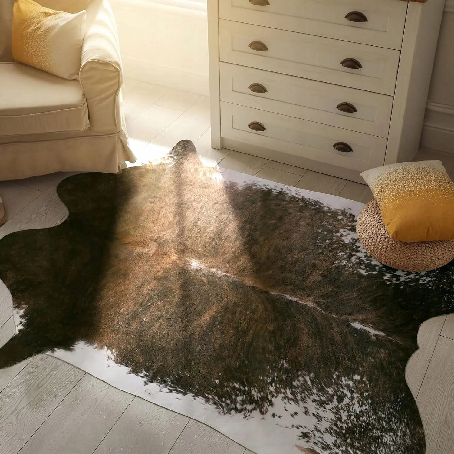 Luxury Home Decor Carpet Living Room Bedroom Faux Cowhide Rug