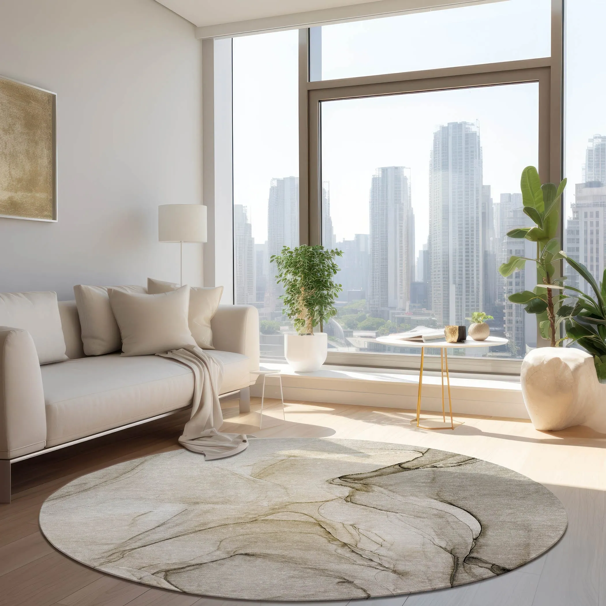Machine Washable Indoor/ Outdoor Abstract Chantille Rug